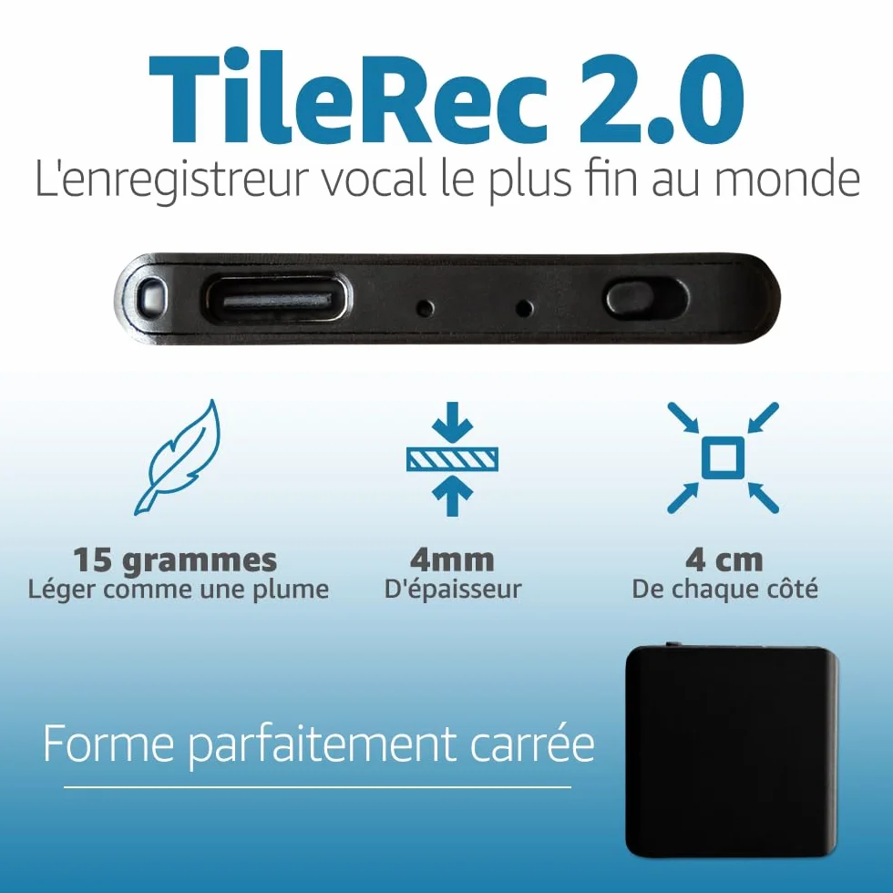 Atto Digital Mini Enregistreur Vocal 64 Go Ultra-Fin USB-C avec Activation Vocale Portable