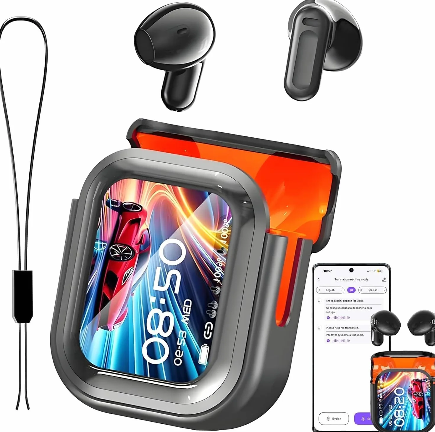 NE20 Ecouteur Traducteur Instantané IA 165 Langues 7 Modes Bluetooth 6.0 Écran Tactile Autonomie 60h