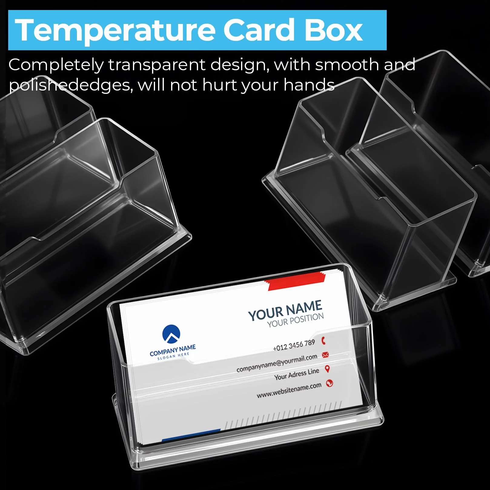 Porte Carte de Visites Acrylique Transparent 11 Pcs, Presentoir Carte de Visite Organisateur 10,6 x 4,6 x 4,2 cm