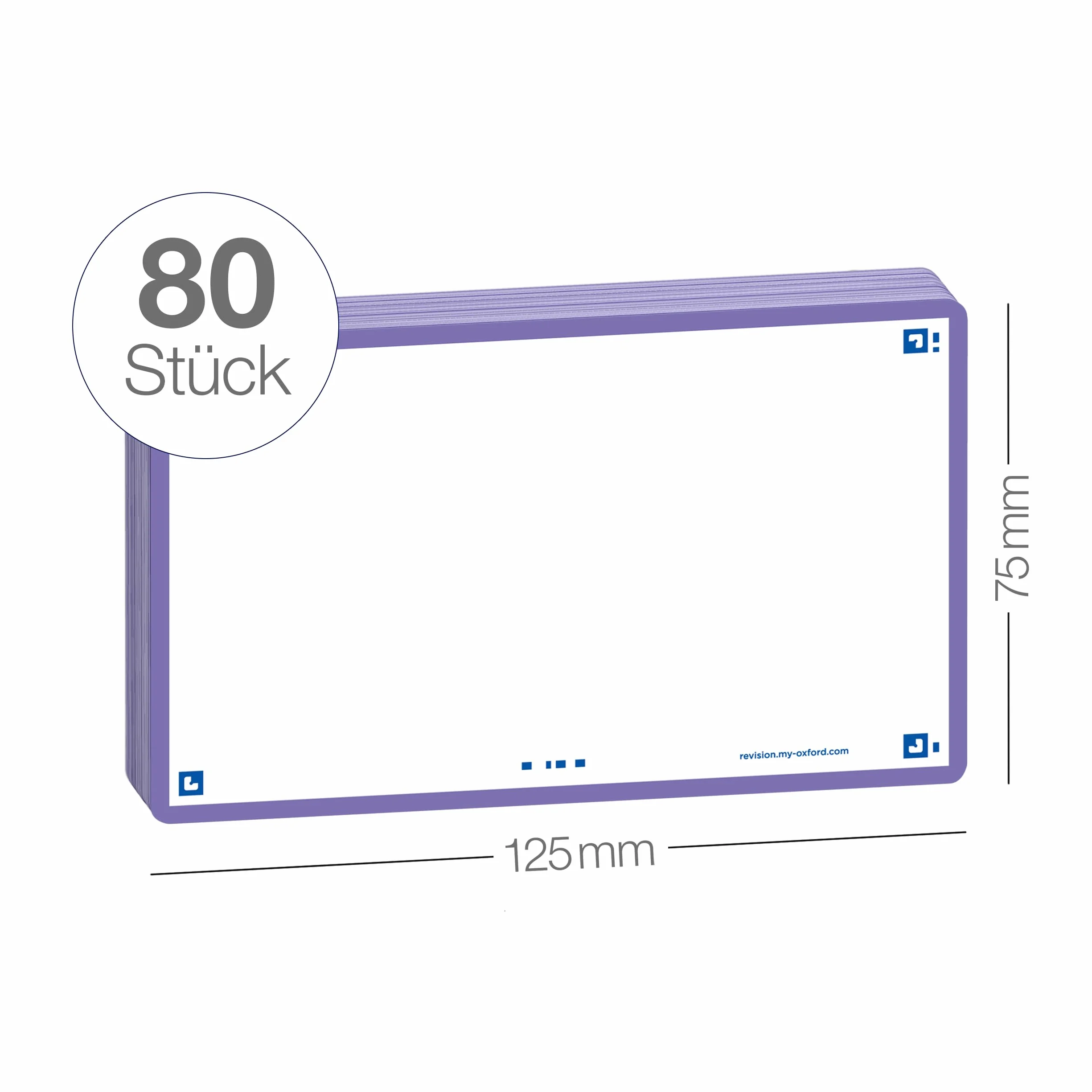 OXFORD Flash 2.0 80 Fiches Bristol Flash Cards 7,5 x 12,5cm Fond Blanc
