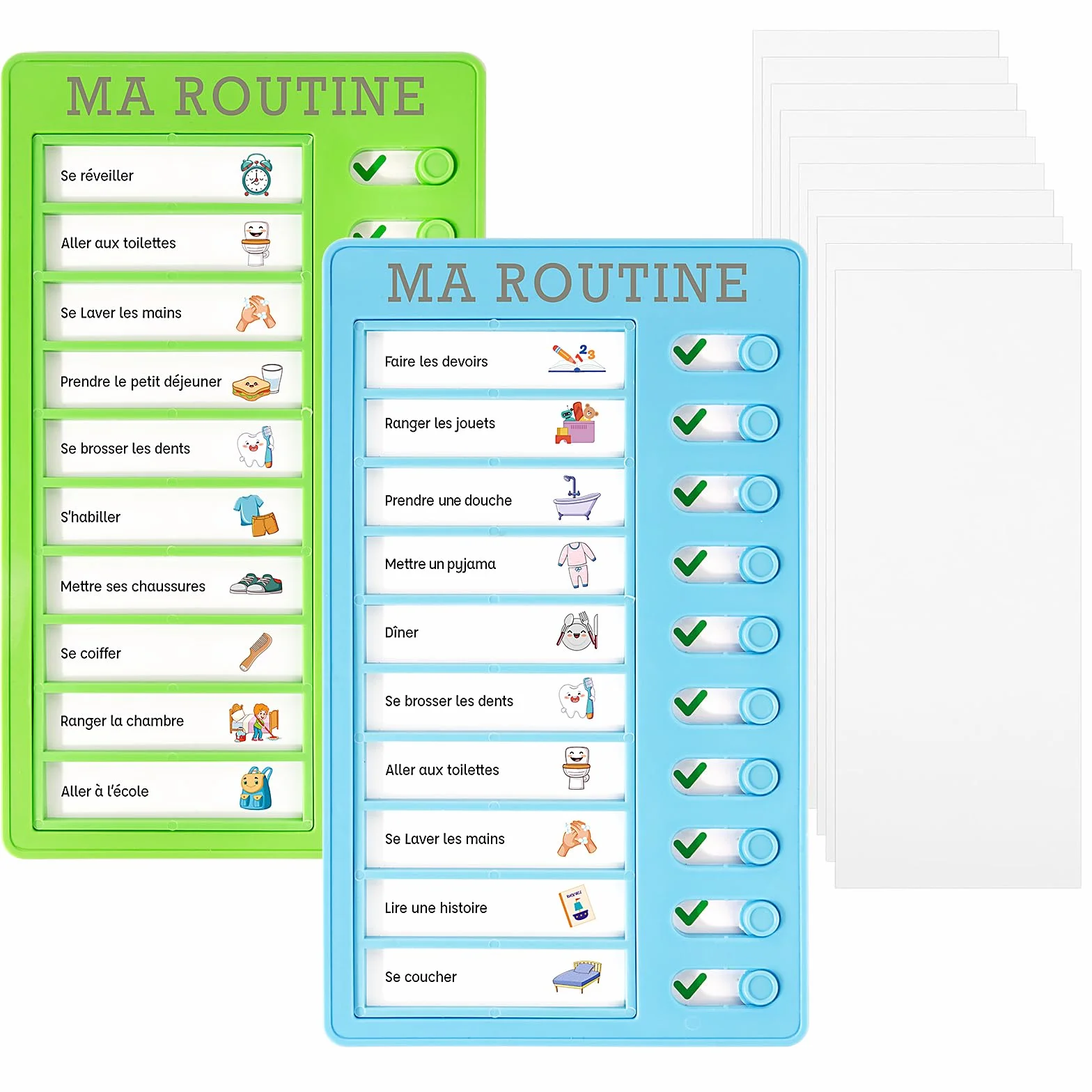 Tableaux Routine Enfant Liste Planning Tâches à Faire To Do List Réutilisable 10 Feuilles Papiers Vierges DIY