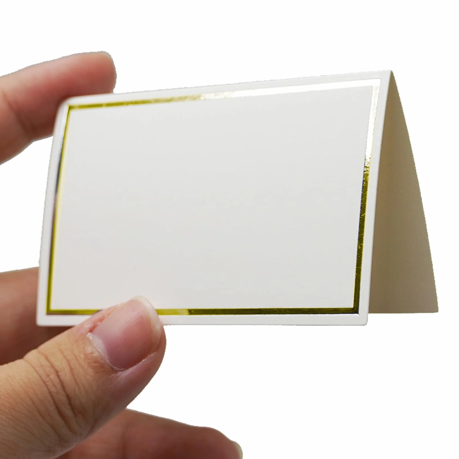 Lot de 50 marque-places blancs vierges doré pour table de mariage