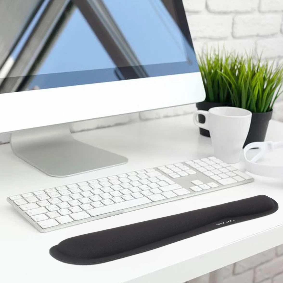ELZO Clavier Repose-poignet Support, Pad avec Coussin Anti-dérapant, Mousse à mémoire, Ergonomique pour Ordinateur PC Portable Macbook