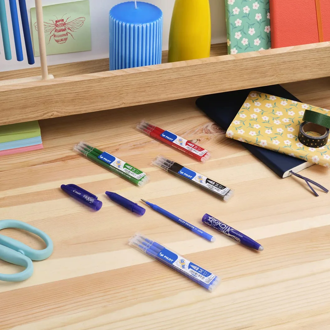 PILOT FriXion Recharges Stylo Effaçable 2 Etuis de 6 Bleu Pointe Moyenne Compatibles FriXion Ball Clicker