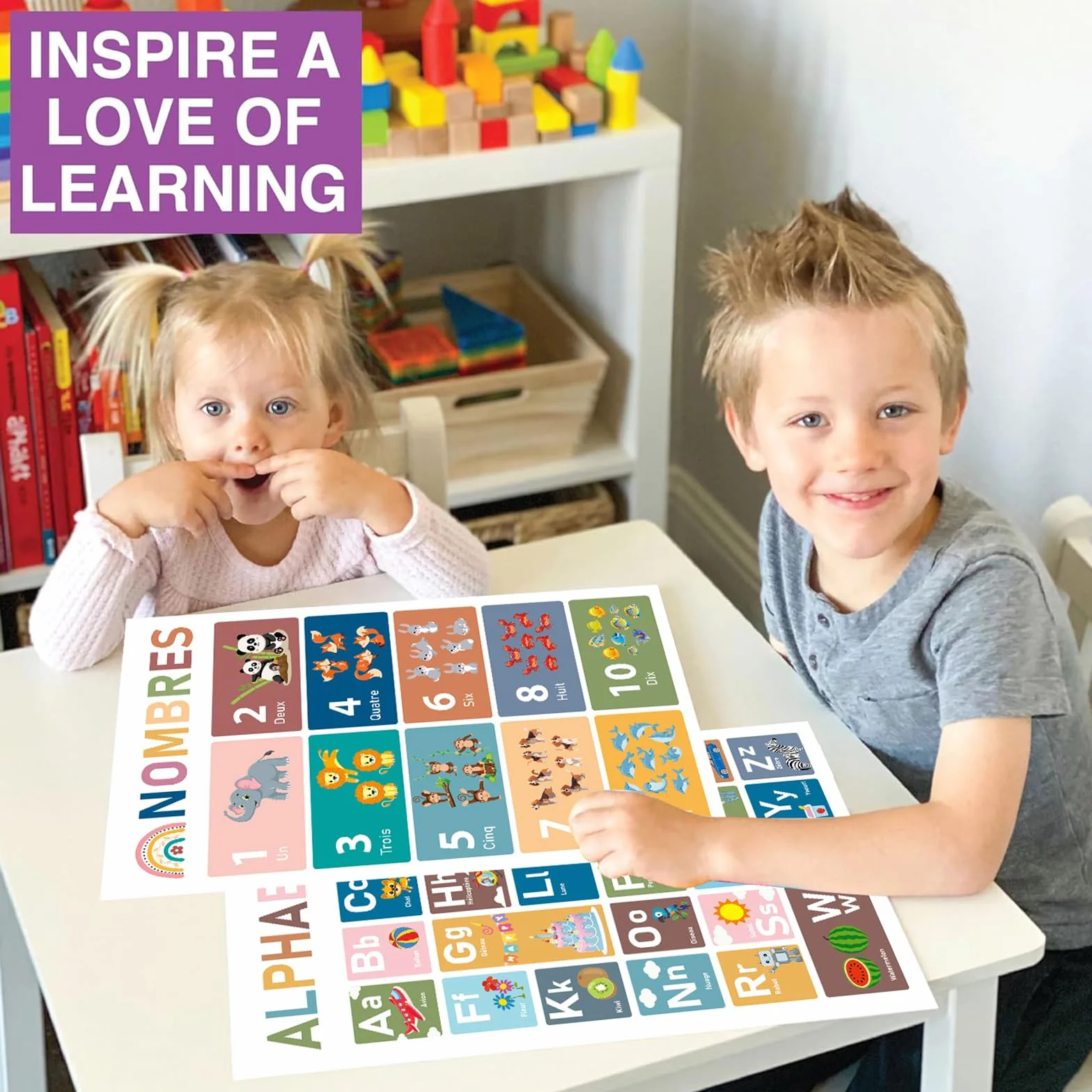 16 Affiches Éducatives en Français pour Tout-Petits 1-5 Ans, Apprentissage Salle de Jeux Maison Crèche Classe