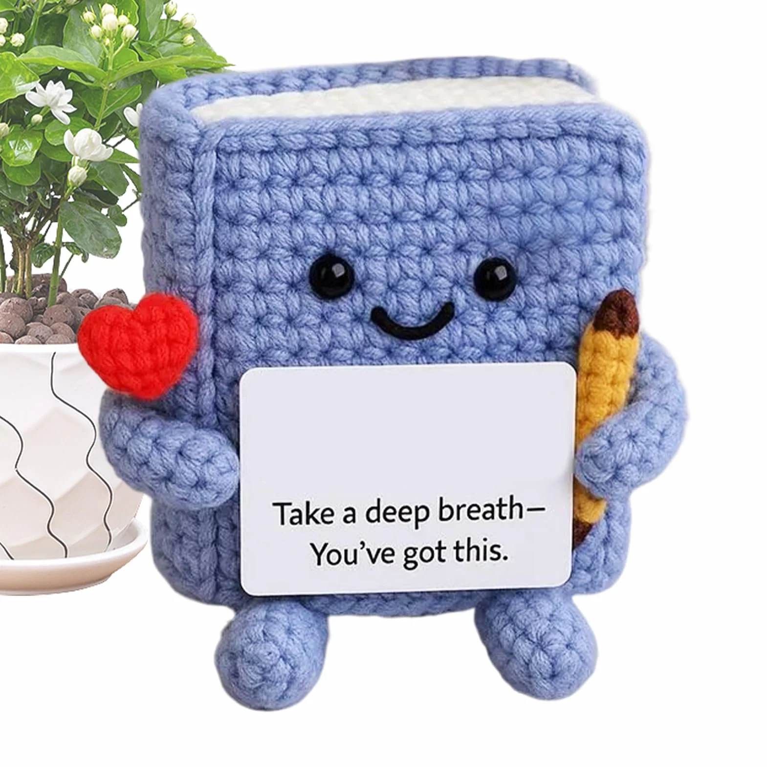 Huxibai Crochet motivant - Petit livre à crochet positif, décoration amusante pour bureau, cadeau d'anniversaire