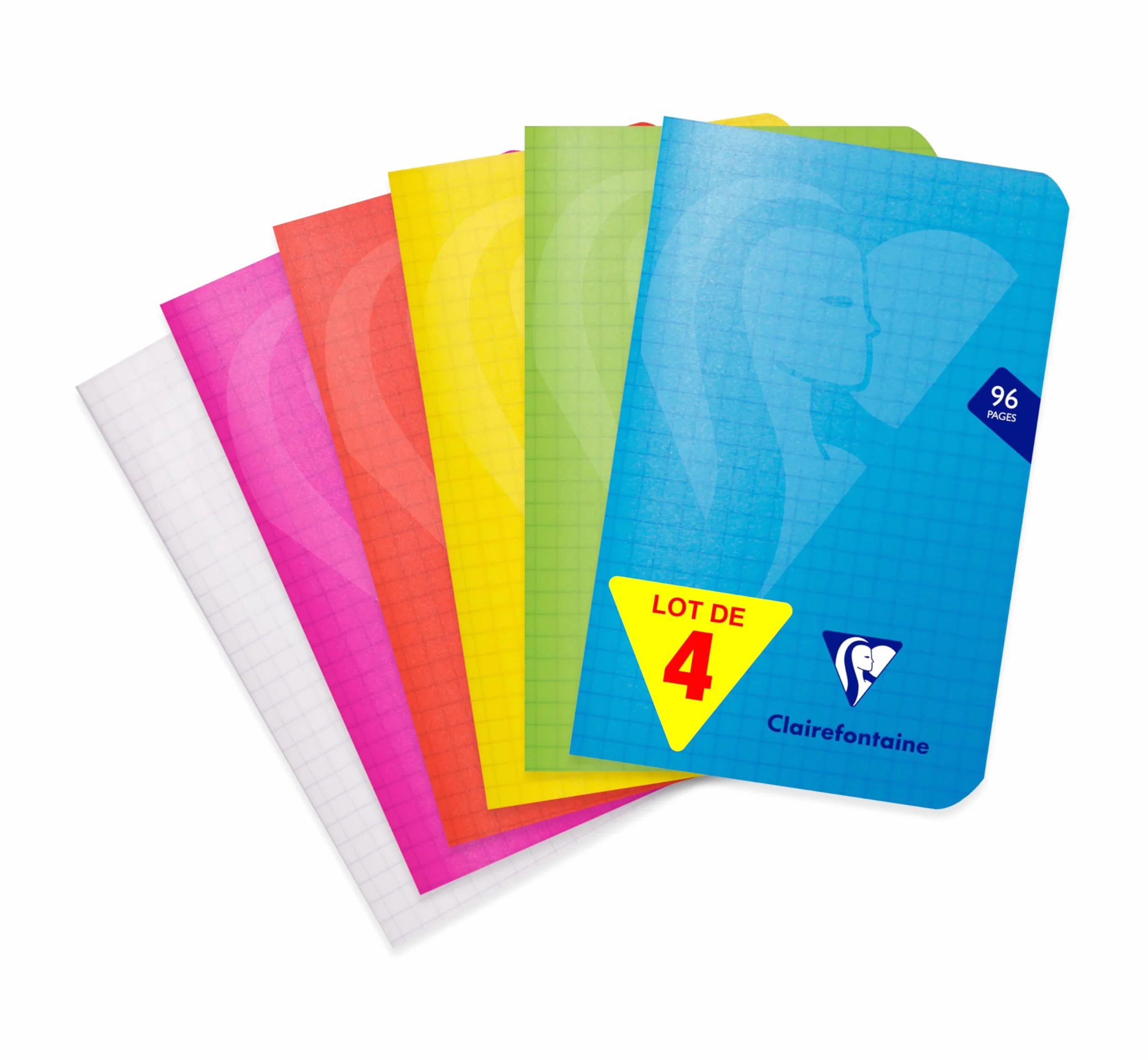 Clairefontaine Carnets Agrafés Mimesys Lot de 4 - 9x14 cm 96 Pages Petits Carreaux 90 g