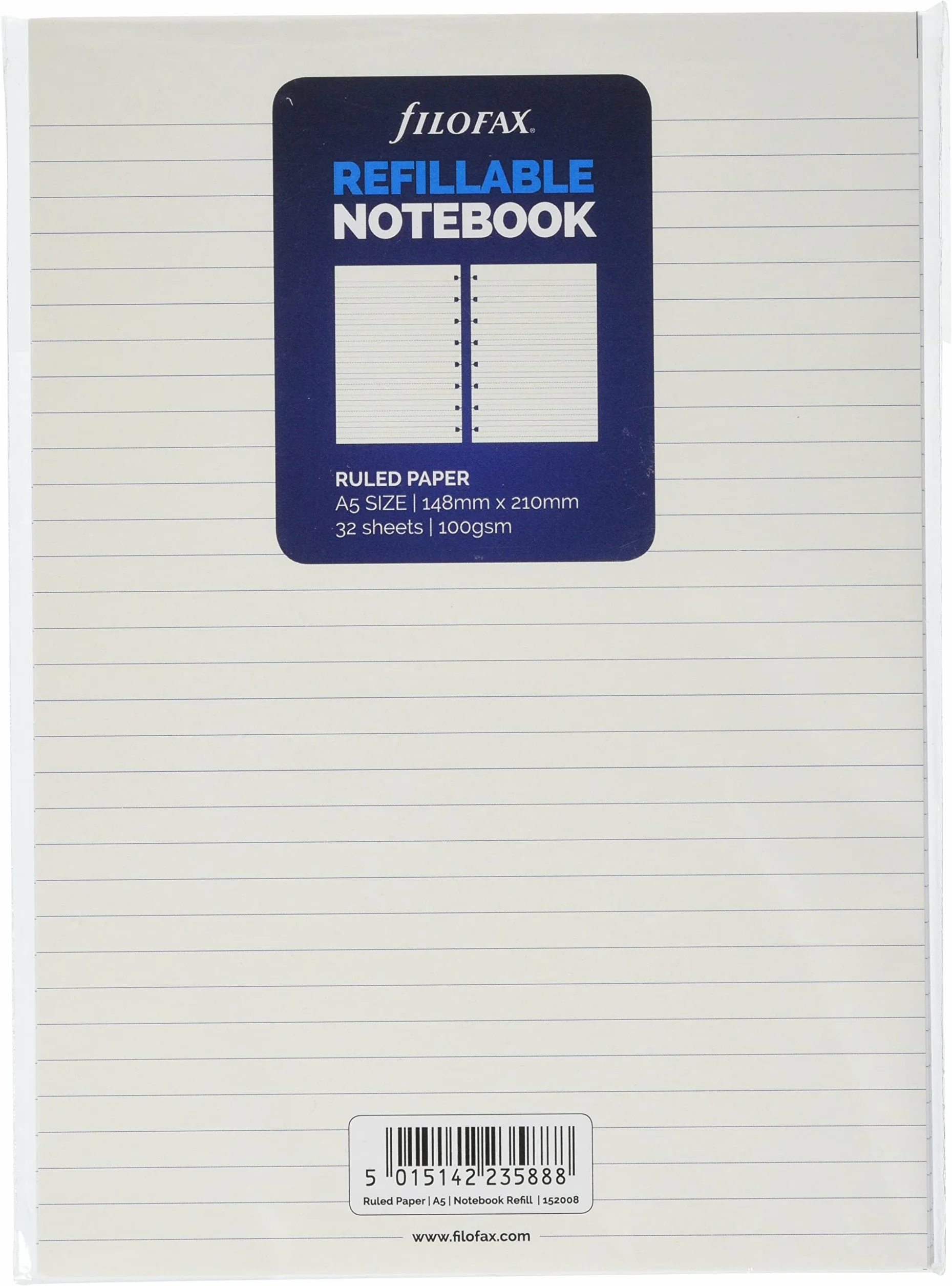 Filofax 152008 Pocket Recharge A5 ligné carnet de notes