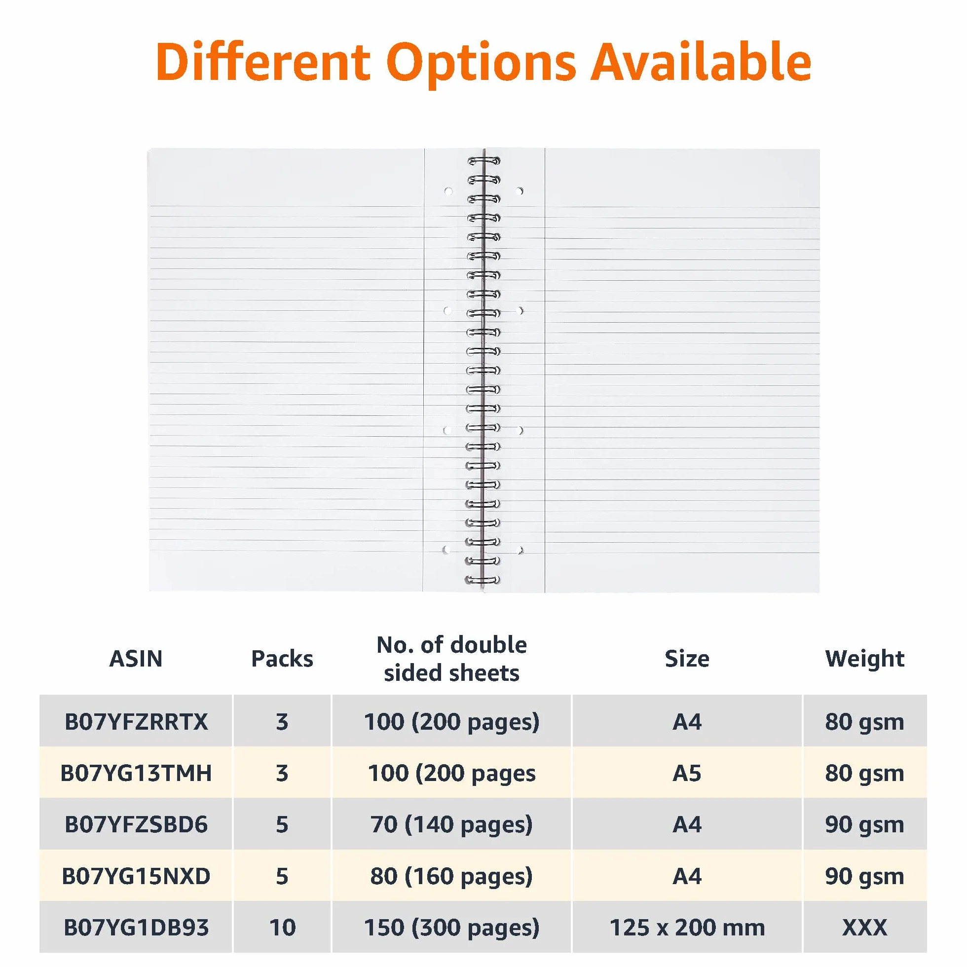 Amazon Basics Cahier à reliure spirale A4+ 100 feuilles 80 g/m² lot de 3 Rouge