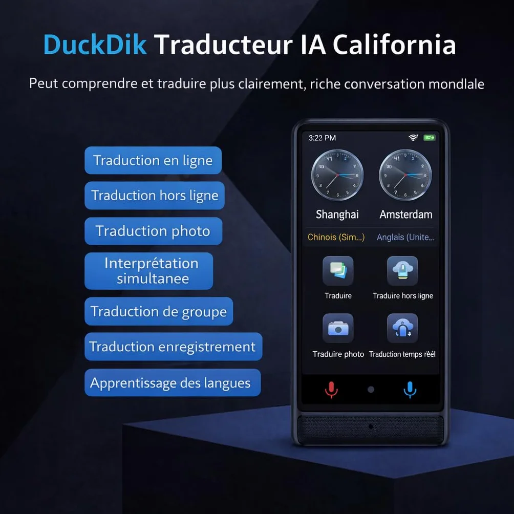 Traducteur Vocal Instantané 2026 142 Langues Online 22 Offline Écran Tactile 4 Pouces sans WiFi