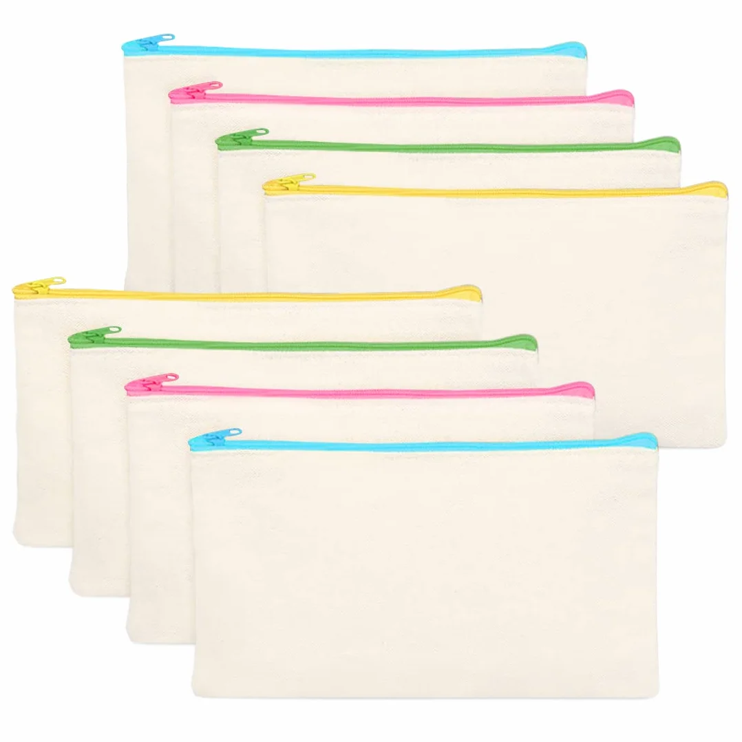 Lot de 8 trousses à crayons en tissu 21 x 12 cm à bricoler et peindre