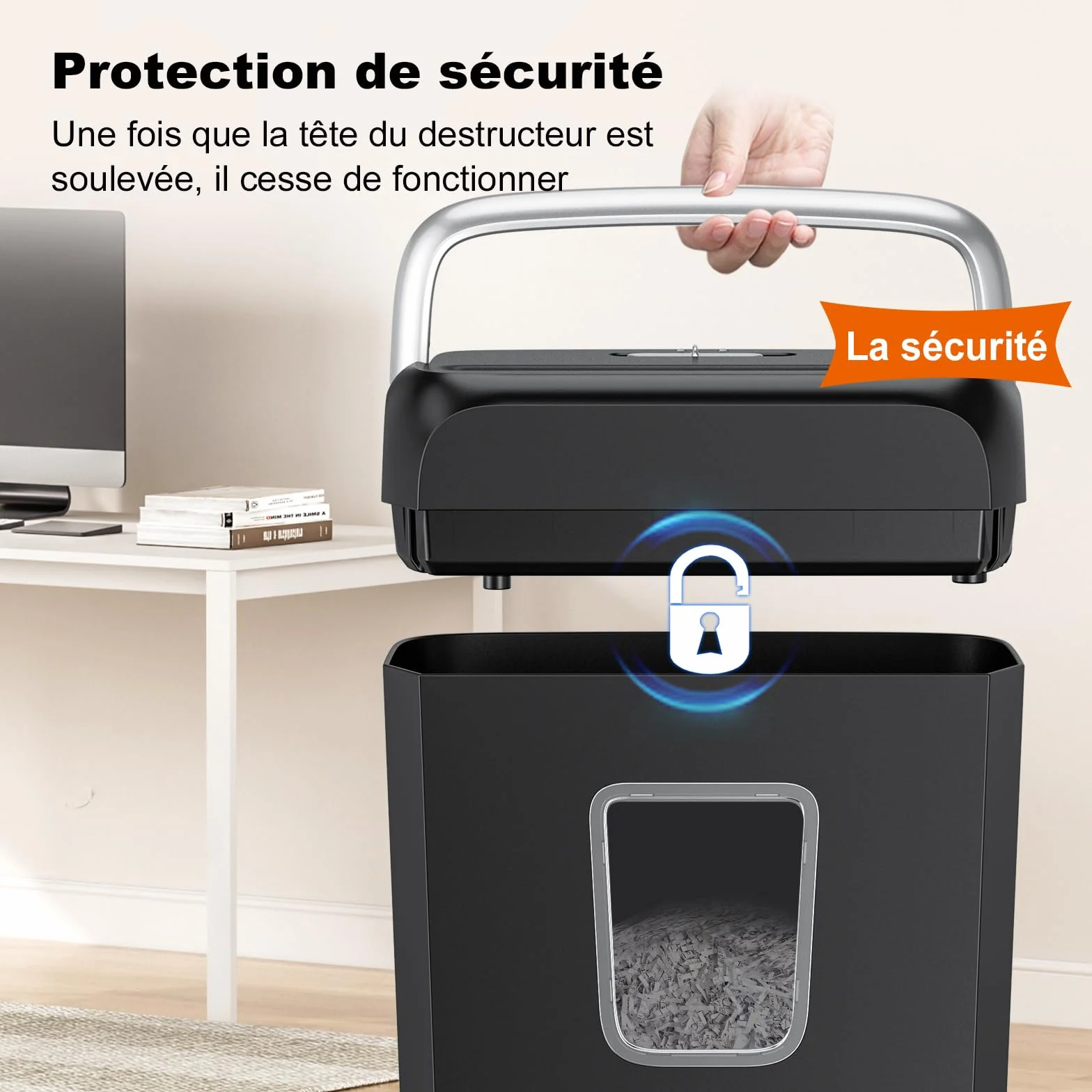 Bonsaii Broyeur Papier 6 Feuilles C237-B 13 litres Déchiqueteuse Cartes Crédit Trombones