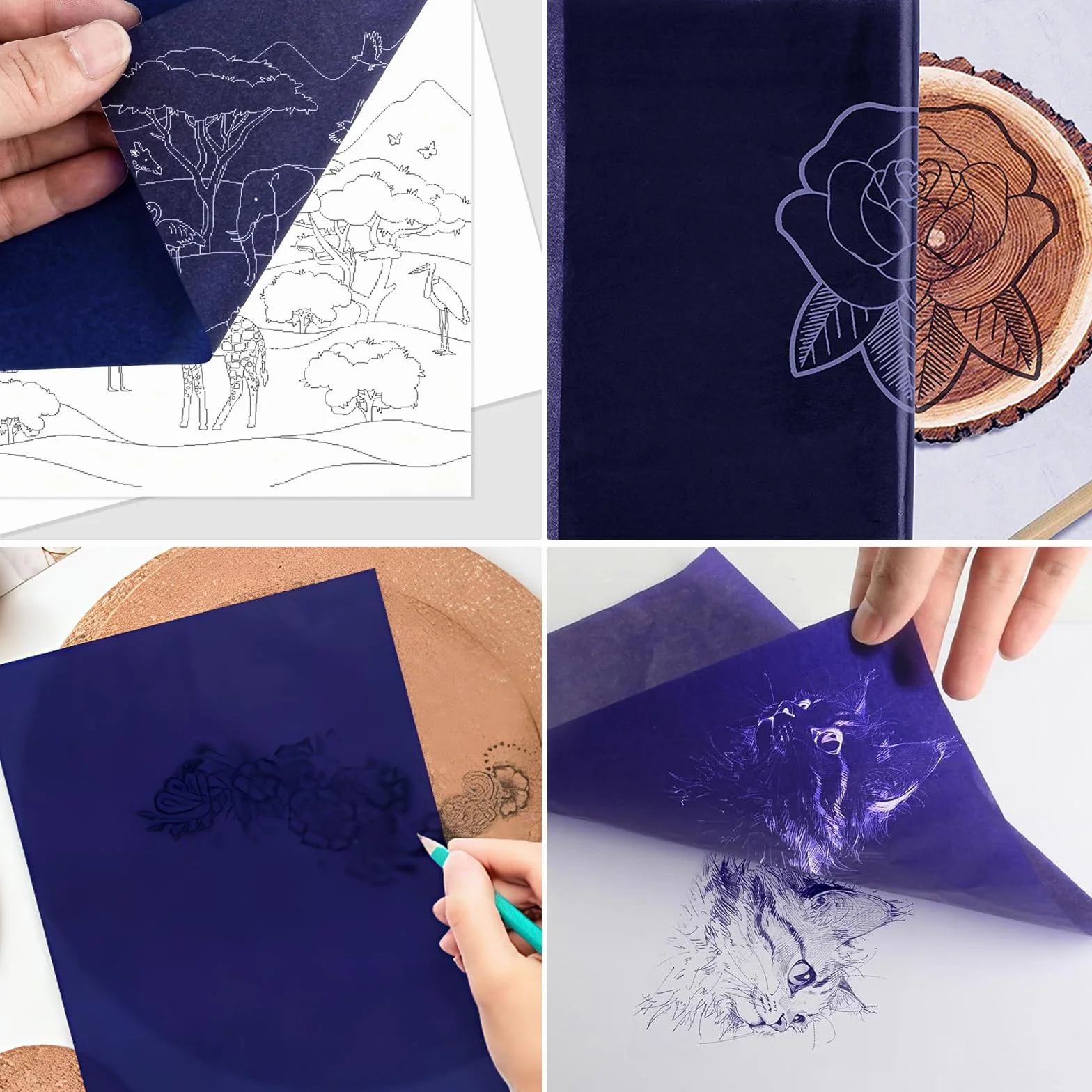 Papier Carbone Calque Graphite A4 21 x 29,7 cm 100 Feuilles Bleu