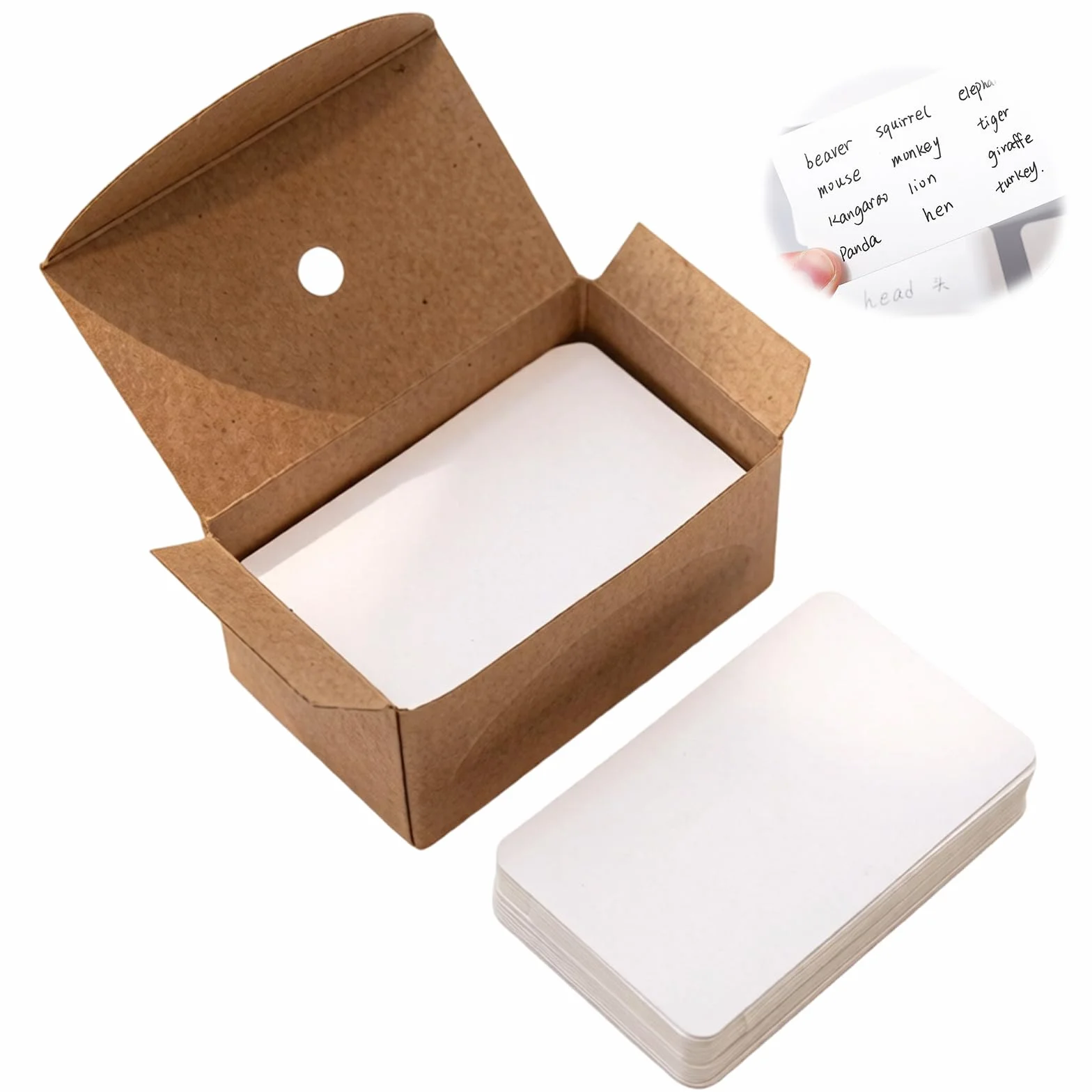 Carte de Visite Personnalisée en Papier Kraft Blanc 200 Pcs 8.5 x 5.5 cm Carte Vierge pour Écrire un Mot