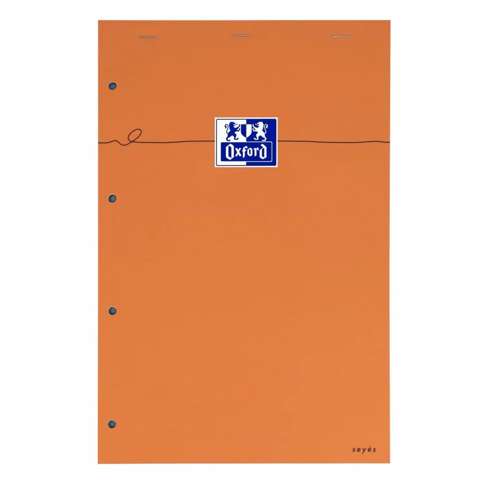 OXFORD Blocs-Notes Perforés A4+ Grands carreaux Seyès 80 Feuilles Orange