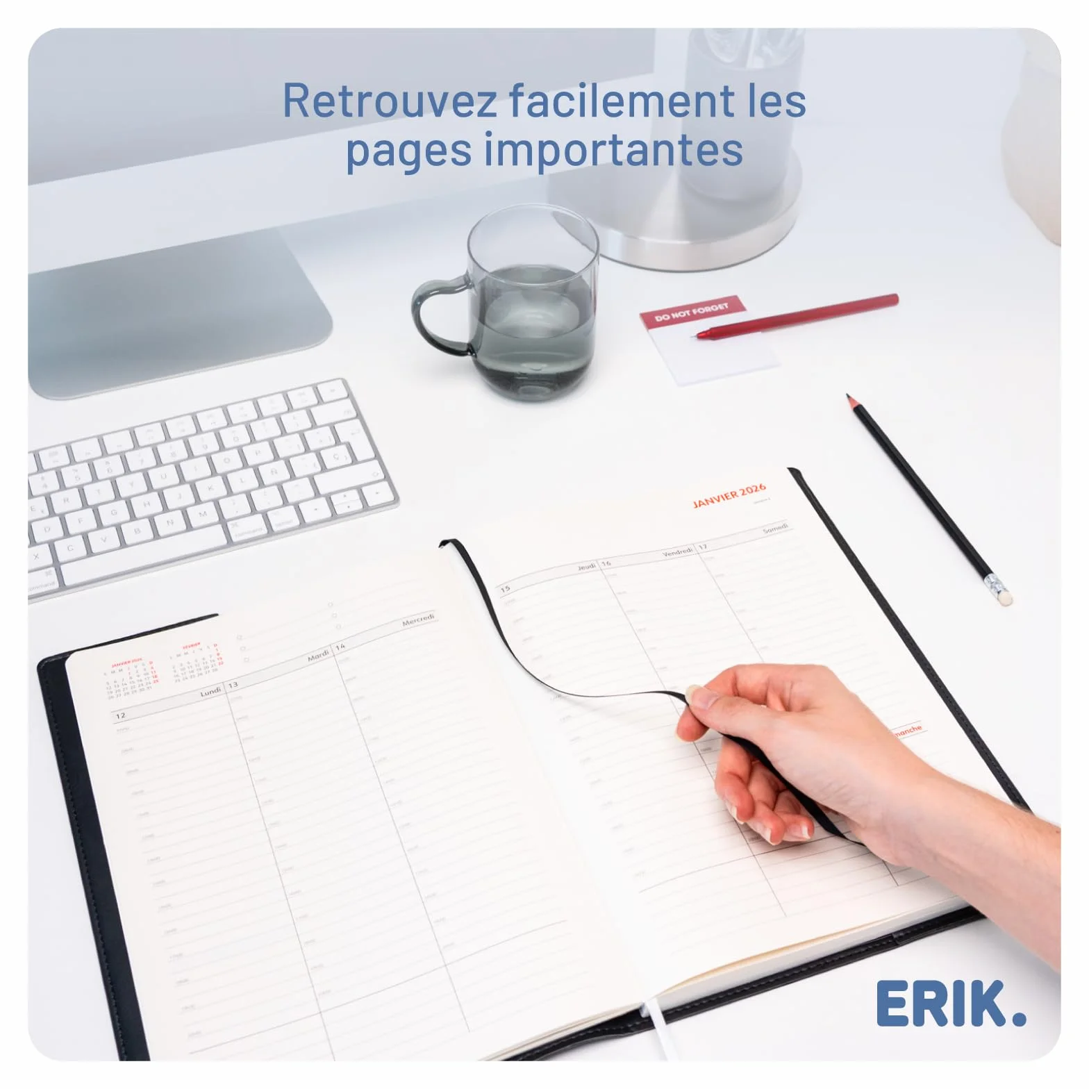 Agenda A4 2026 Semainier Vertical en Français, Carnet de Rendez-Vous Professionnel