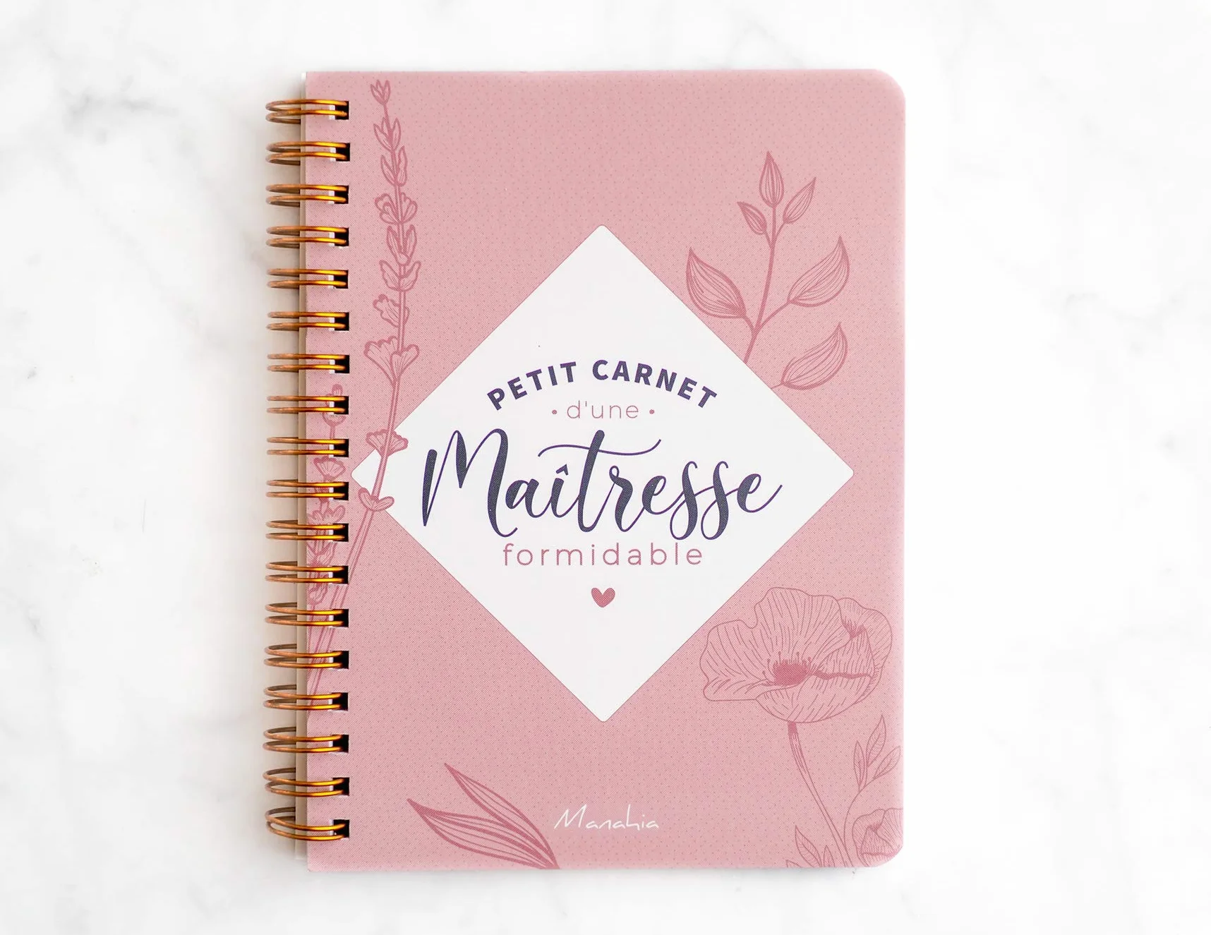Carnet Maîtresse Formidable - Petit Carnet à Spirale 120 Pages 16x12cm Motif Feuilles