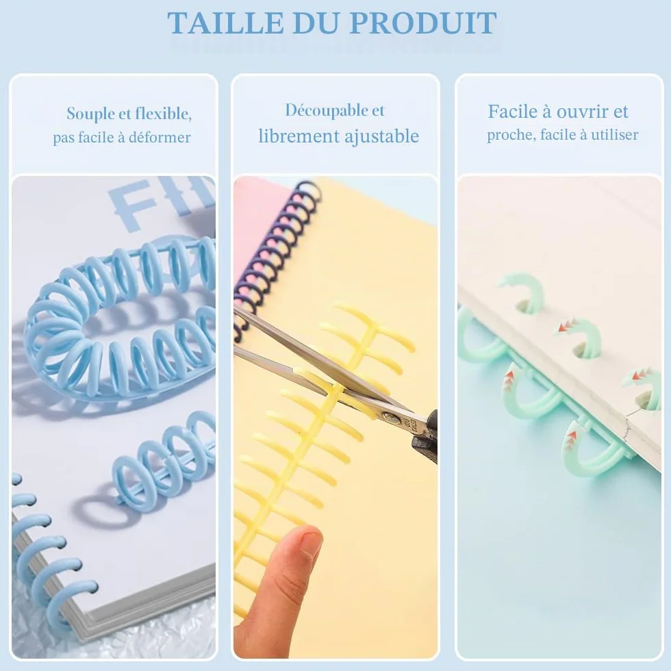 Peignes de Reliure en Plastique 12mm 30 Trous Spirales Multicolore pour DIY Cahier Scrapbooking
