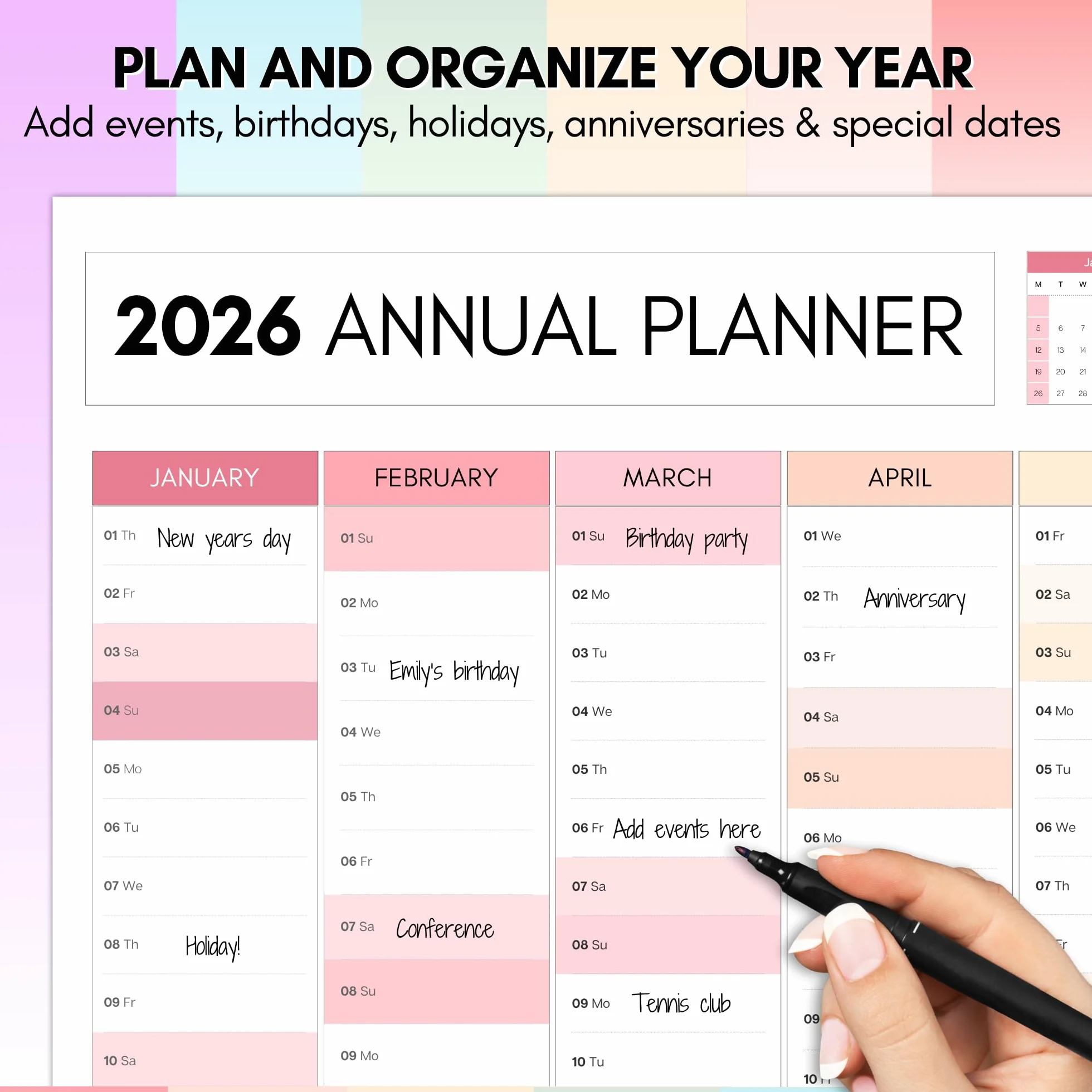Planificateur mural mensuel 2026 A2 60x42 cm double face calendrier annuel organiseur bureau école