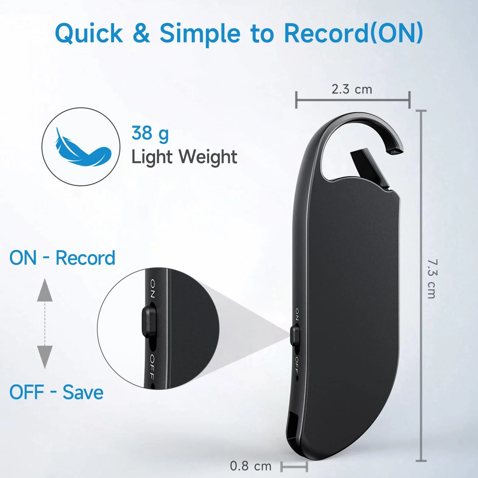 Dictaphone Enregistreur Vocal 64 Go, Numérique Une Touche, 1536 kbps, Réduction de Bruit, Activation Vocale