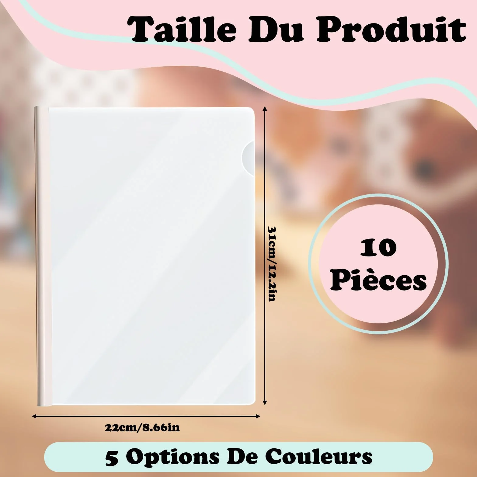 VEGCOO 10 Pièces Transparent Reliure Dossier Baguette Feuilles A4 Couverture De Rapports Plastique Classeur avec Barre Coulissante