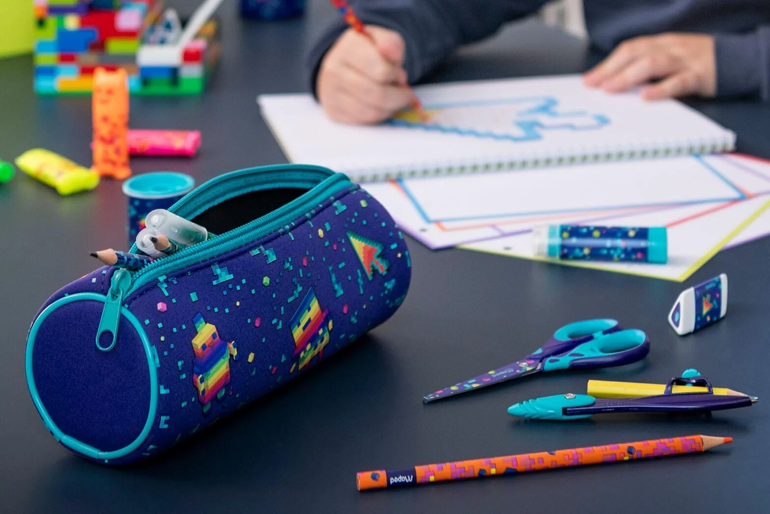 Maped Compas Study Pixel Party Ergonomique Bague Universelle Branches Métal 6 Ans+