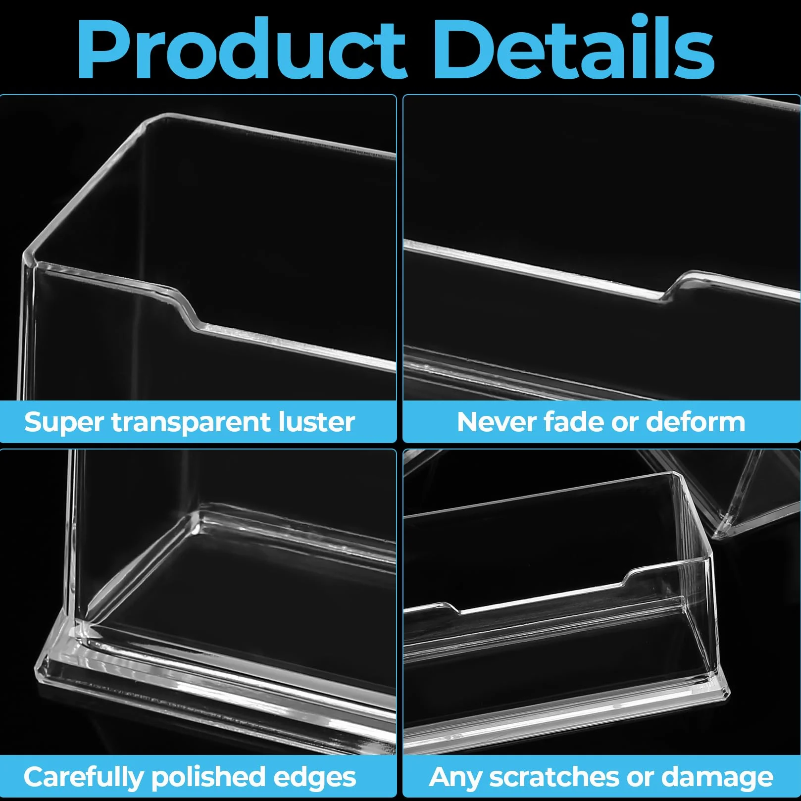 Porte Carte de Visites Acrylique Transparent 11 Pcs, Presentoir Carte de Visite Organisateur 10,6 x 4,6 x 4,2 cm