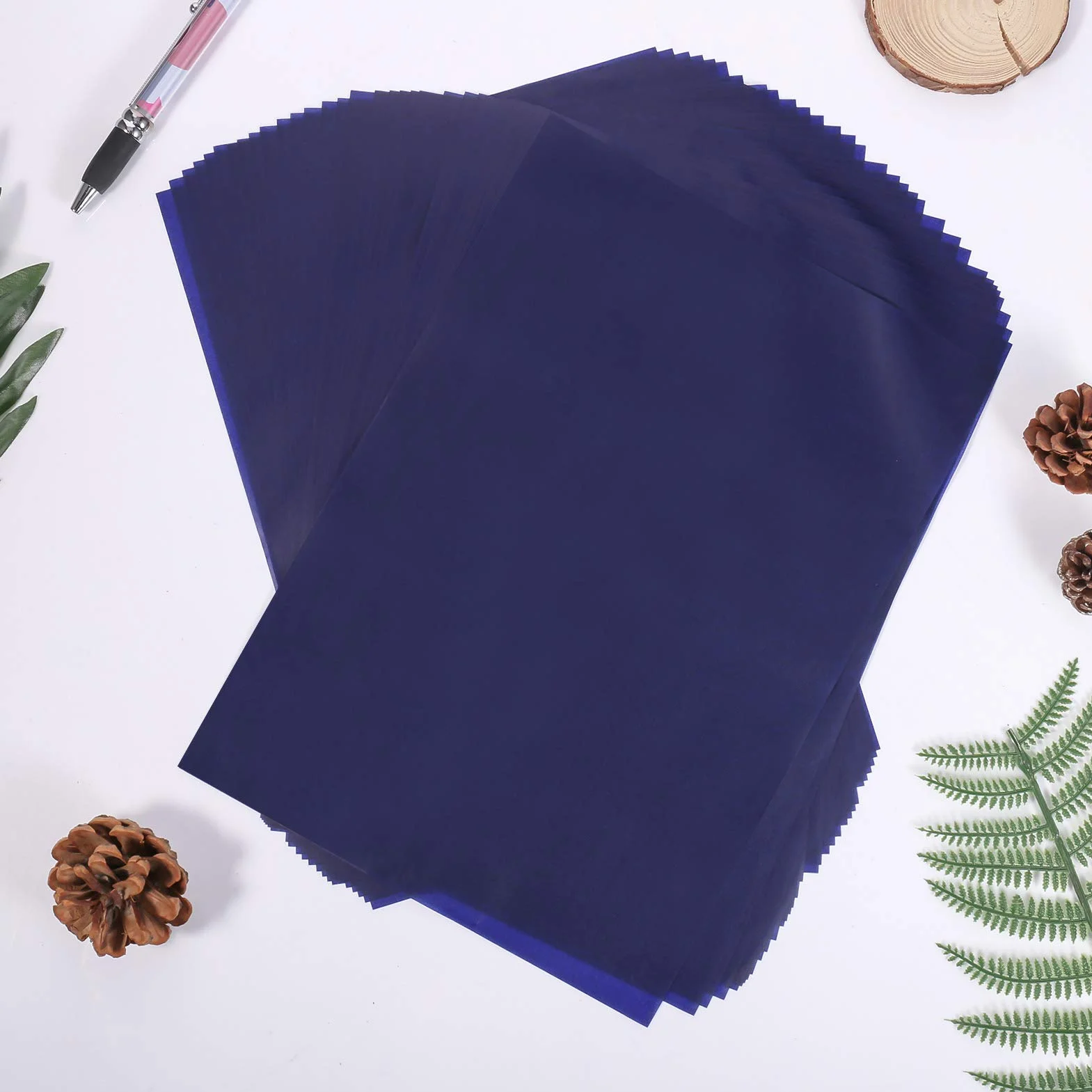 Papier carbone A4 bleu Lot de 100 feuilles pour bricolage artisanat bois toile verre céramique
