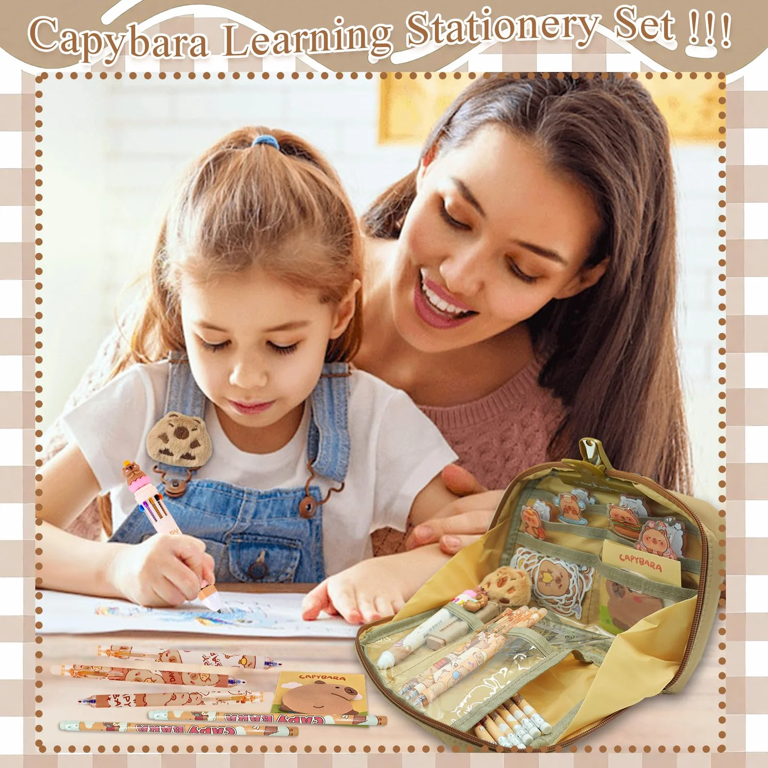 Trousse à Crayons Grande Capacité 81 Pièces Ensemble Papeterie Kawaii pour École Étudiants Enfants