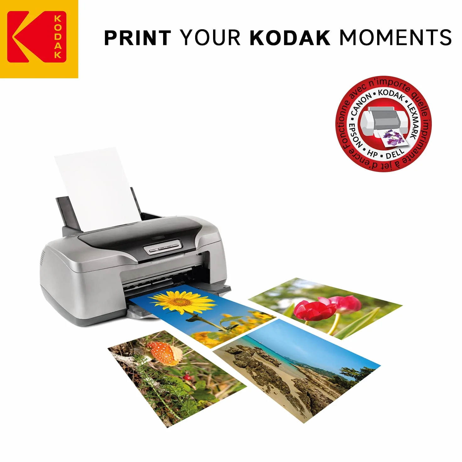KODAK Picture Paper Papier Photo Brillant A6 10x15cm 230g/m² 100 Feuilles Jet d'Encre