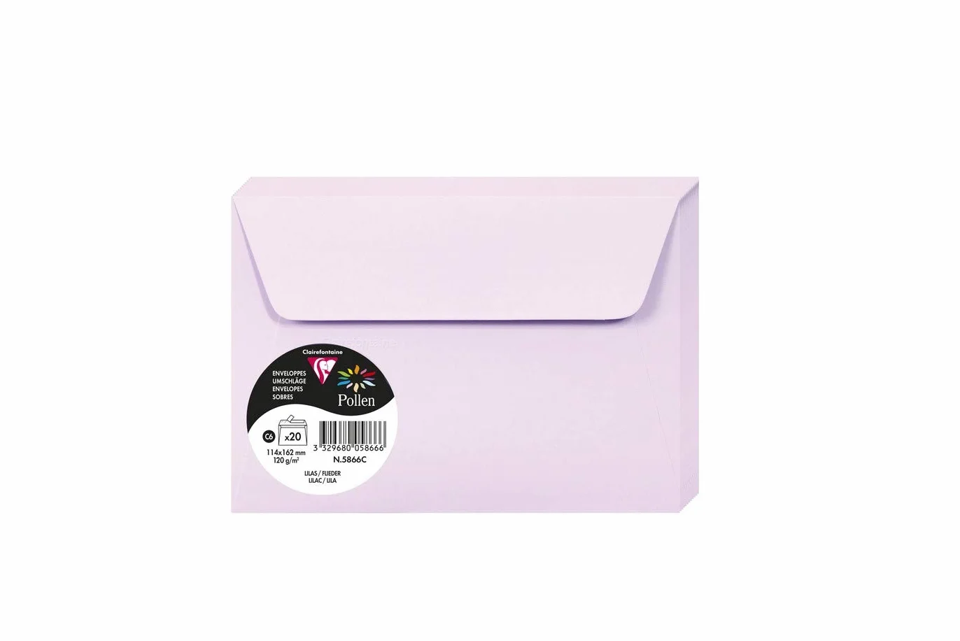 Clairefontaine Enveloppes C6 Lilas 120g Auto-Adhésives Lot 20 – 11,4 x 16,2 cm Papier Lisse