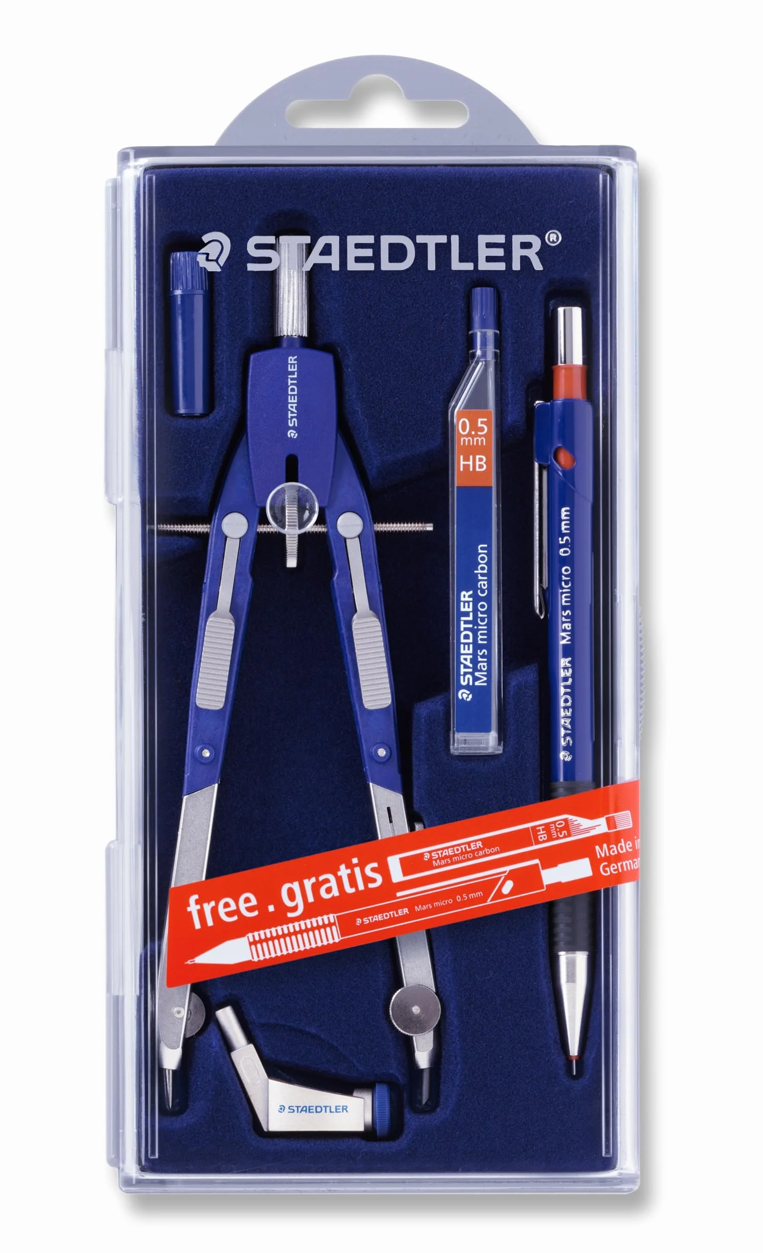 Staedtler Mars Comfort, Compas technique à réglage rapide, Coffret avec porte-mine Mars Micro, 552 01