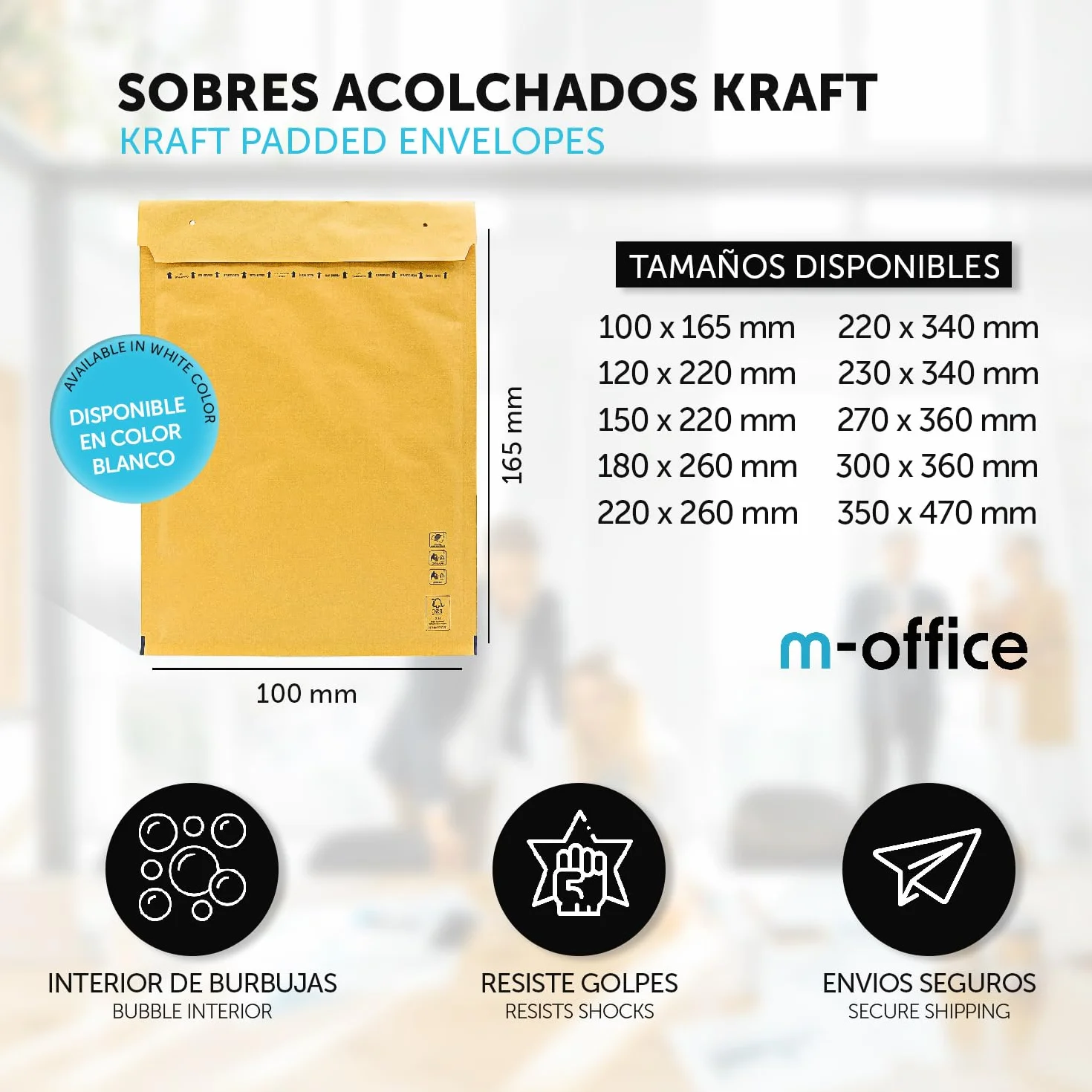 M-Office Enveloppes Matelassées Lot de 10 Tailles 100 x 165 mm