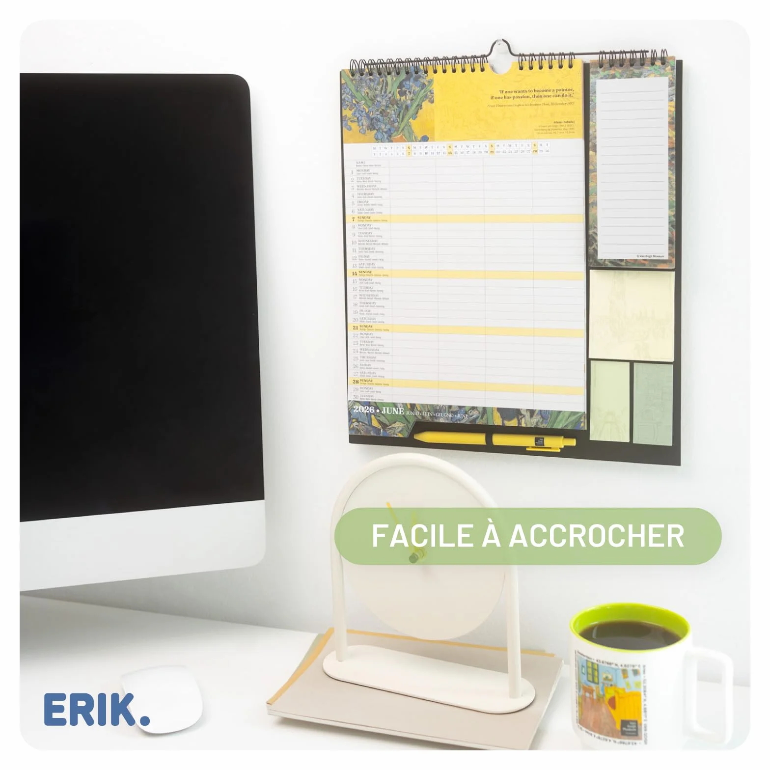 Calendrier Van Gogh 2025 2026 Grupo Erik Planificateur Mensuel 16 mois Familial avec Crochet