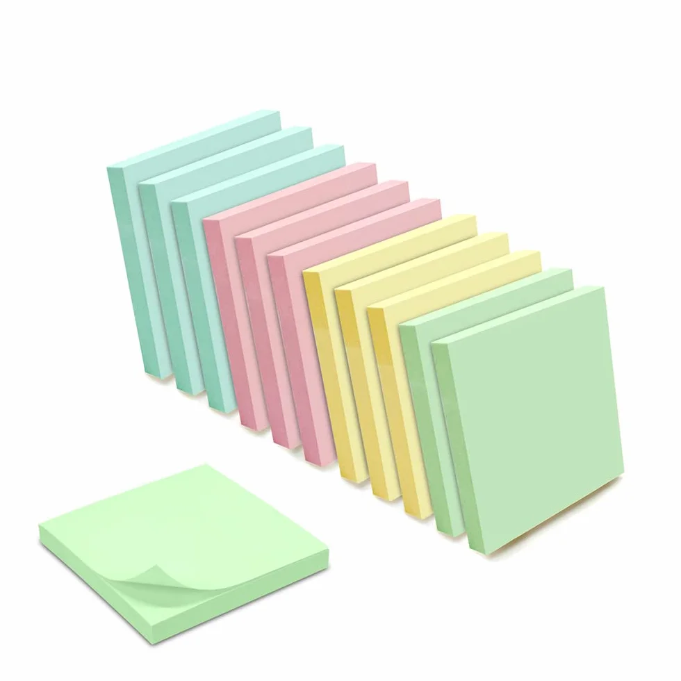 WAYTEX 1200 Notes Autocollantes Repositionnables Pastel 12 Blocs 100 Feuilles 75 x 75 mm