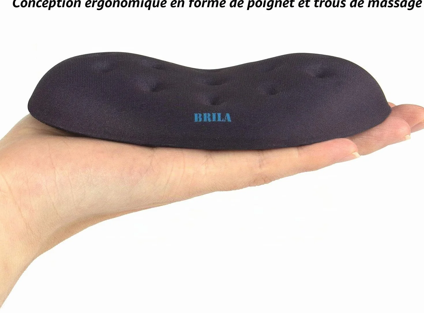 Brila Mouse Wrist Rest Coussin de soutien Pad pour ordinateur portable PC Gaming - Mousse à mémoire de forme Gel Motif ergonomie trous de massage
