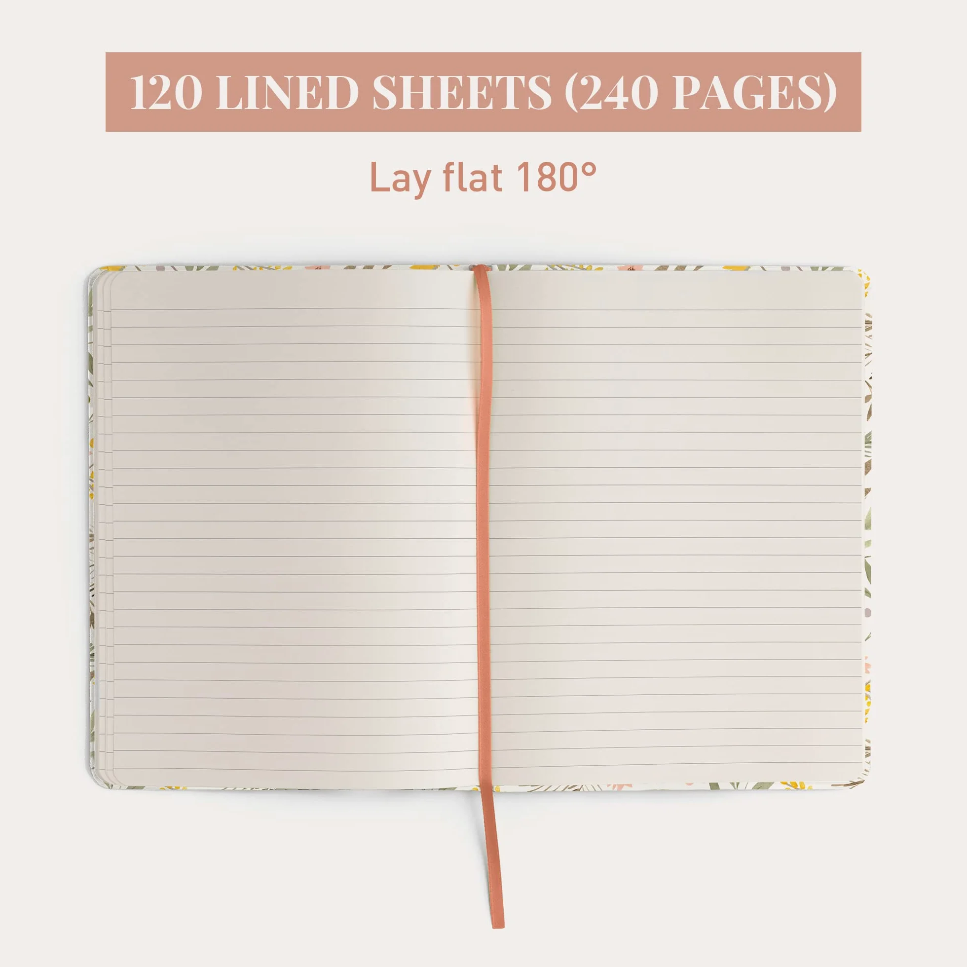 Carnet Rileys & Co Journal ligné 20,3 x 15,2 cm Couverture en feuille d'or 240 pages Couverture rigide Floral