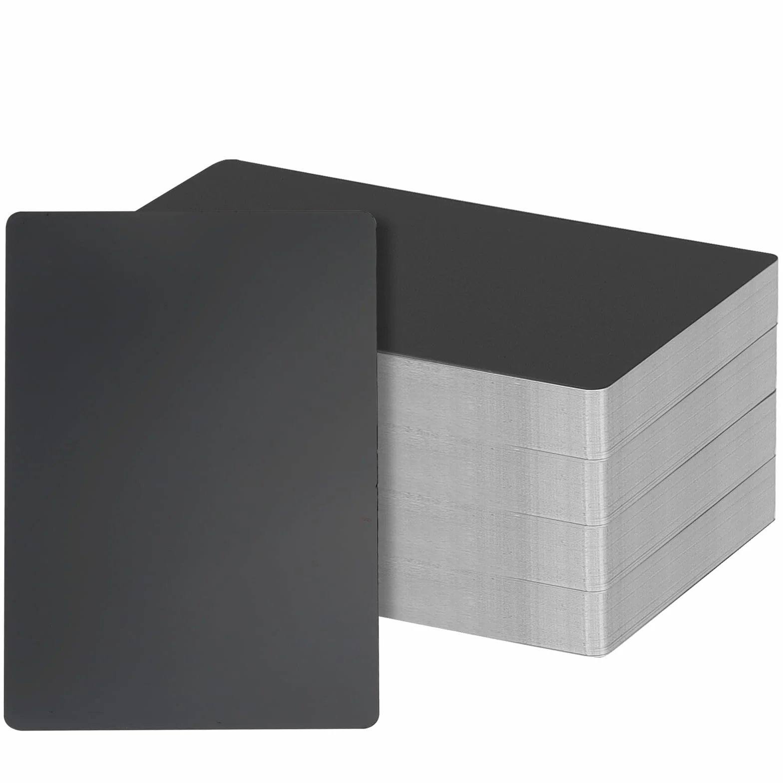 Cartes de visite en aluminium noir 8,6 x 5,4 cm 0,45 mm gravées au laser imperméable