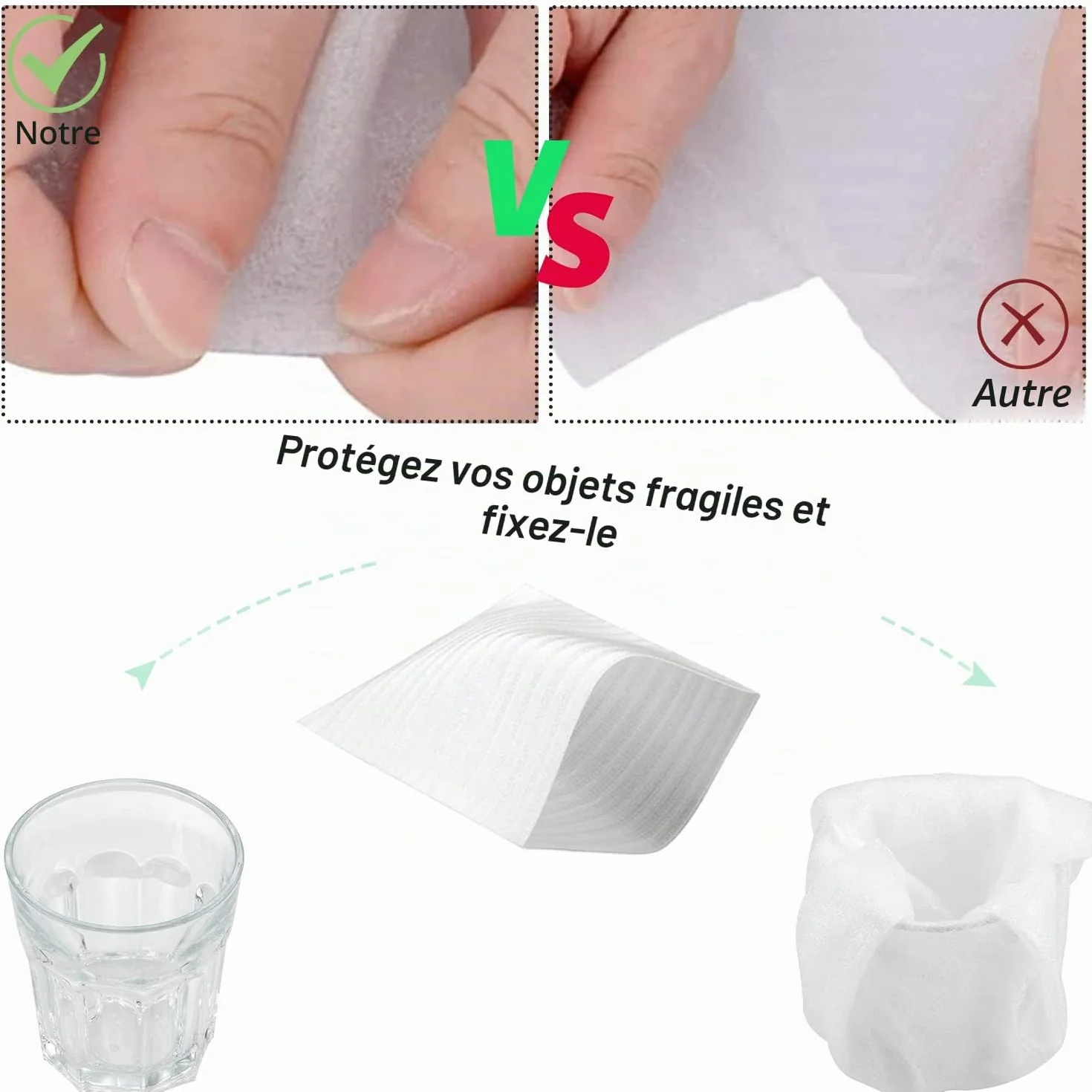 Feuilles Mousse Papier Bulle Déménagement Carton Vaisselle Verres Plats Assiettes 100PCS