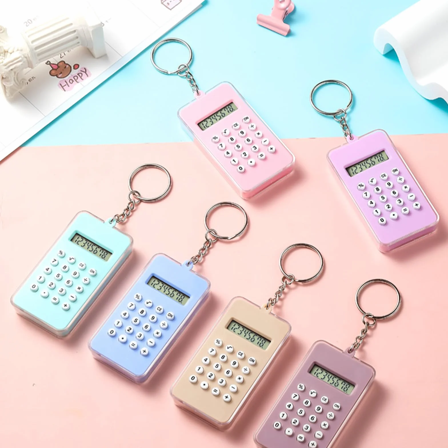 Mini-calculatrices de Poche Porte-clés Labyrinthe, Affichage 8 Chiffres, Calculatrices de Base pour Étudiants École Bureau, Couleur Aléatoire