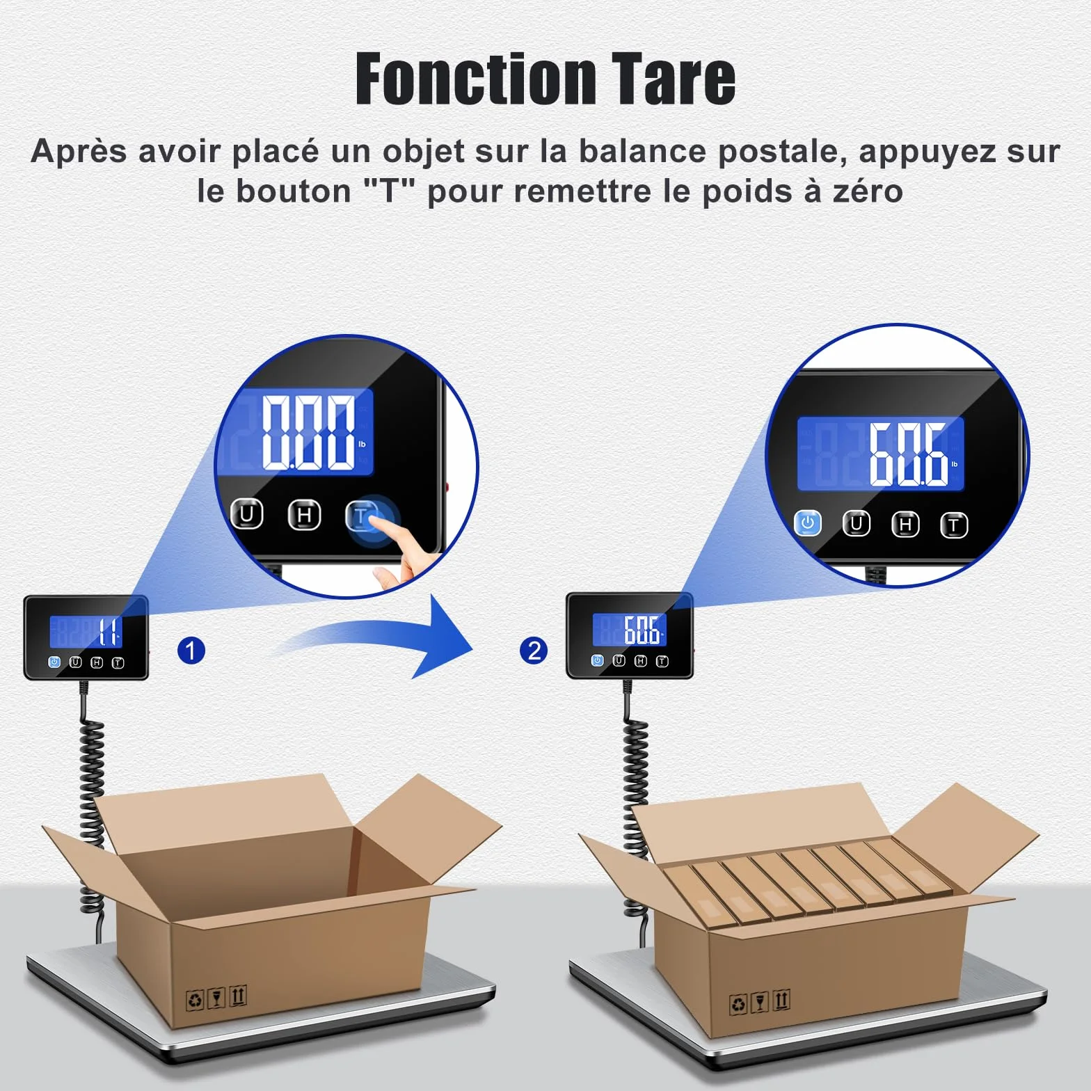 Balance Colis Numérique 300kg/20g avec Fonction Hold/Tare, Écran LCD Externe, Professionnelle pour Industrie et Entreprise