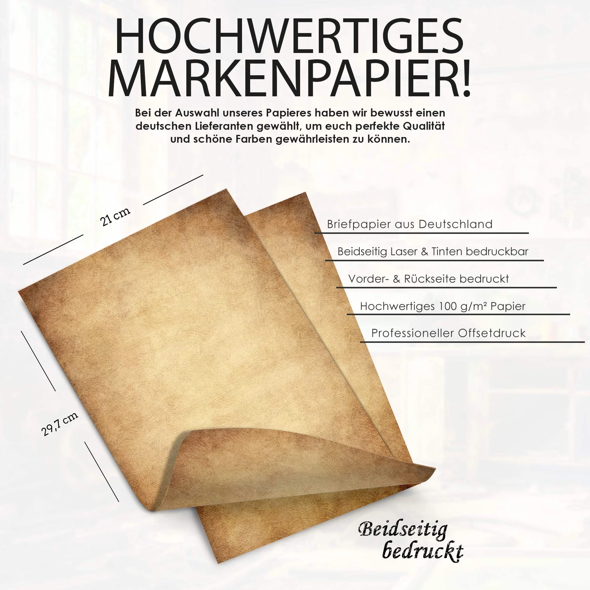 Papier Antique A4 100g/m² 50 Morceaux DIY Rouleau pour Cartes Invitations Historiques