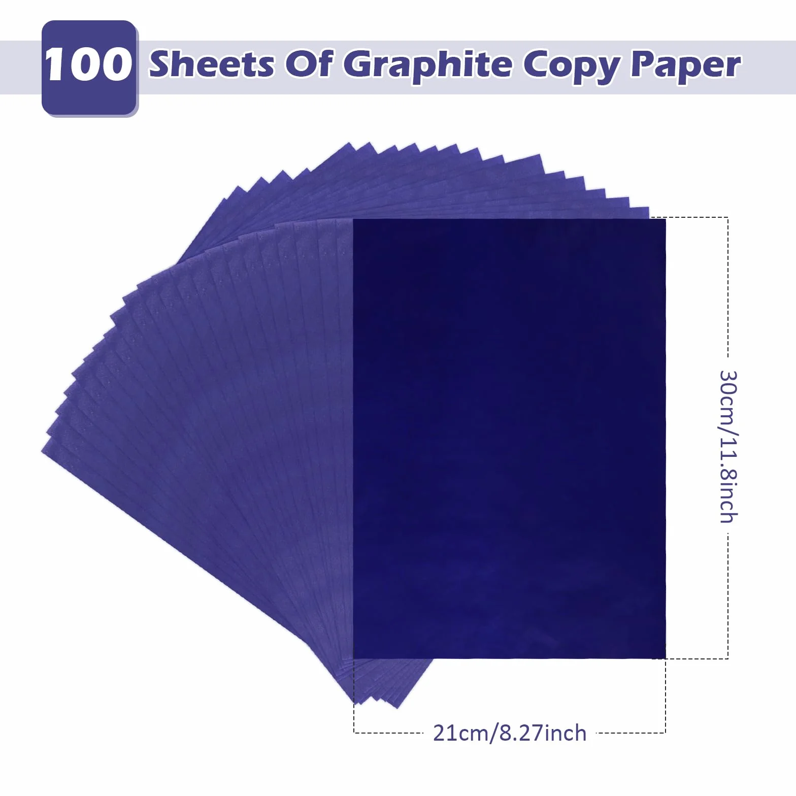 Papier Carbone Bleu A4, Feuilles de Transfert de Carbone pour Papier et Bois, 100 Pièces