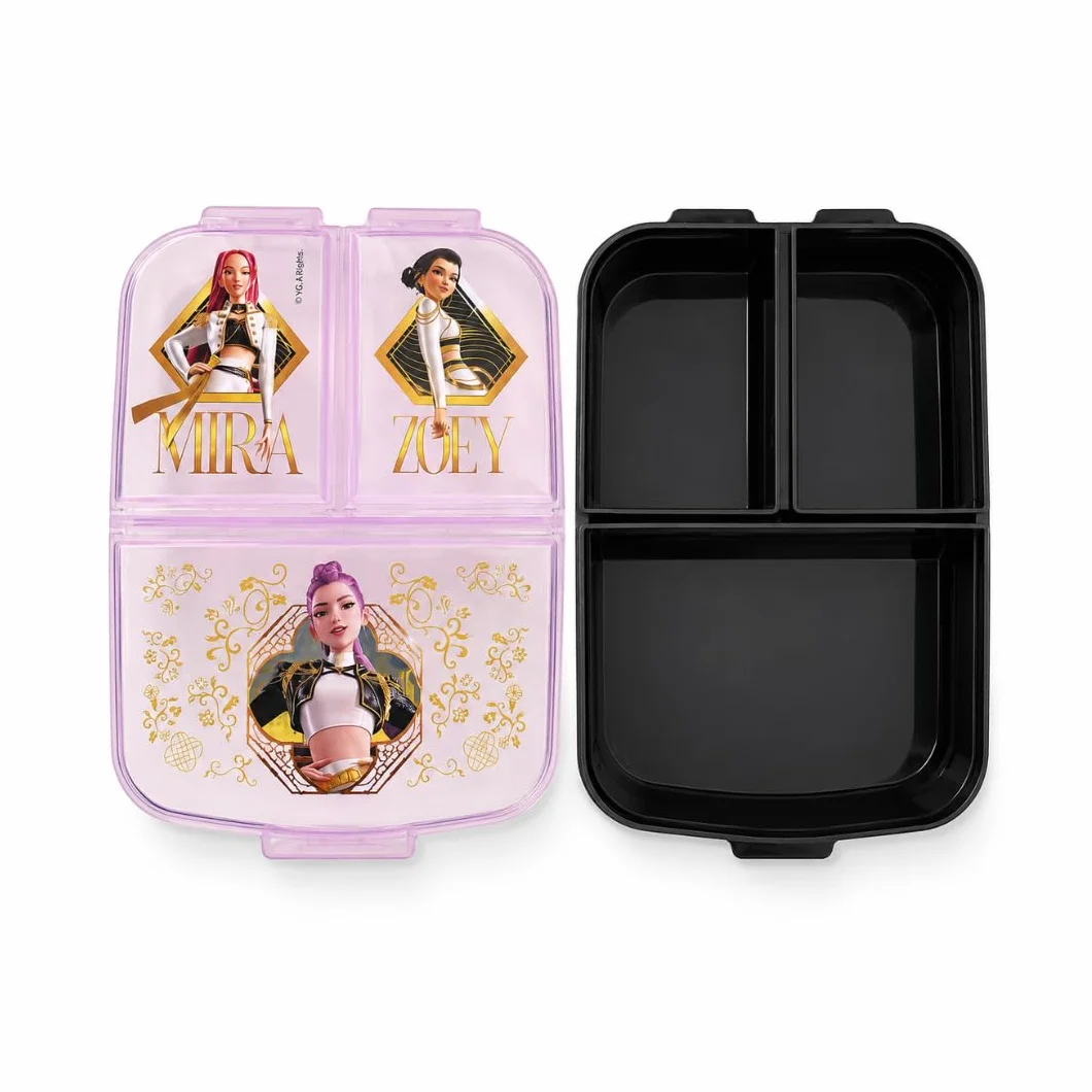 Stor Boîte à Goûter K-Pop Demon Hunters Rumi, Mira et Zoey Lunch Box Enfant 3 Compartiments Sans BPA 17x14x5 cm