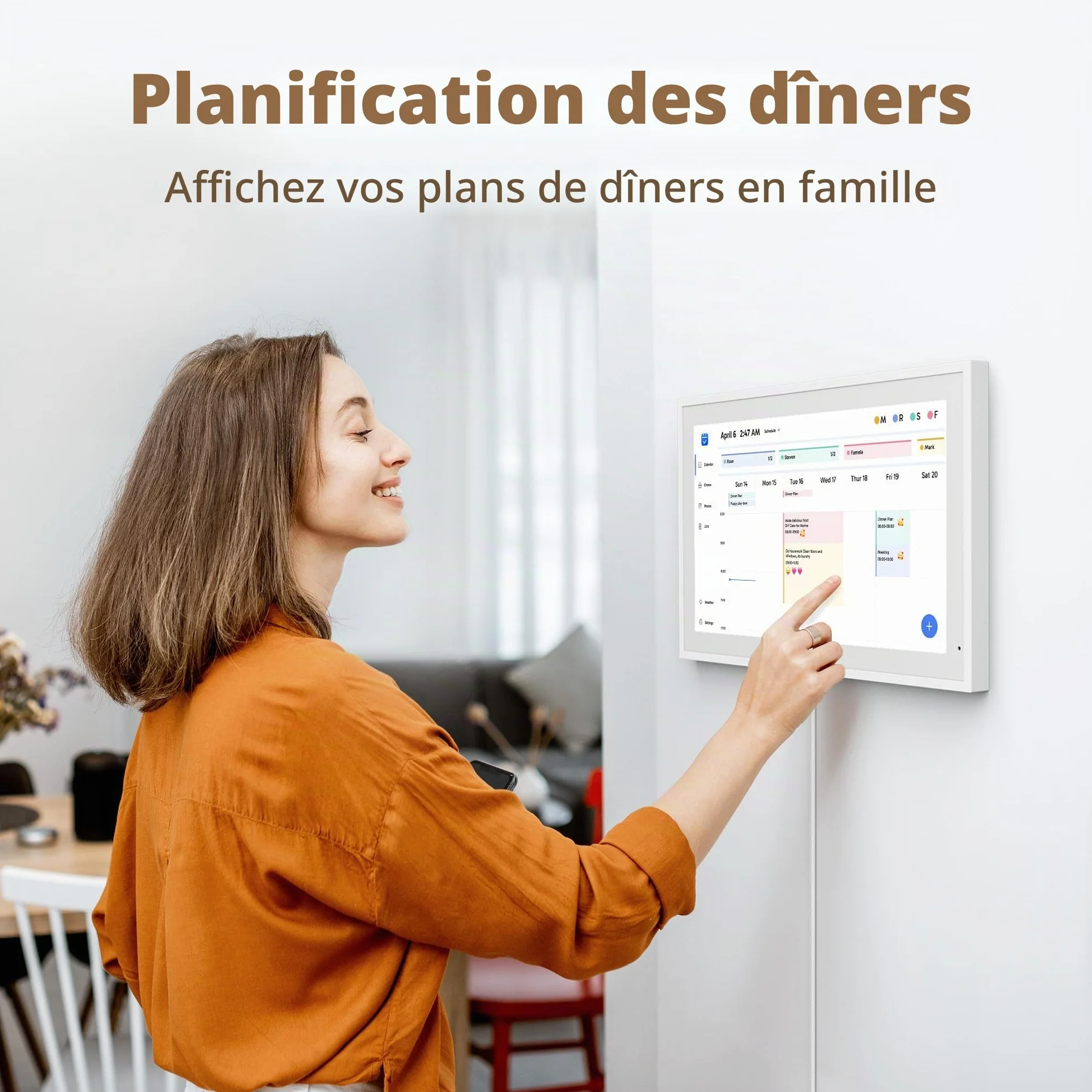 Dragon Touch Calendrier Numérique 21,5" 1920x1080 FHD Écran Tactile Mémoire 32 Go TM21 Blanc