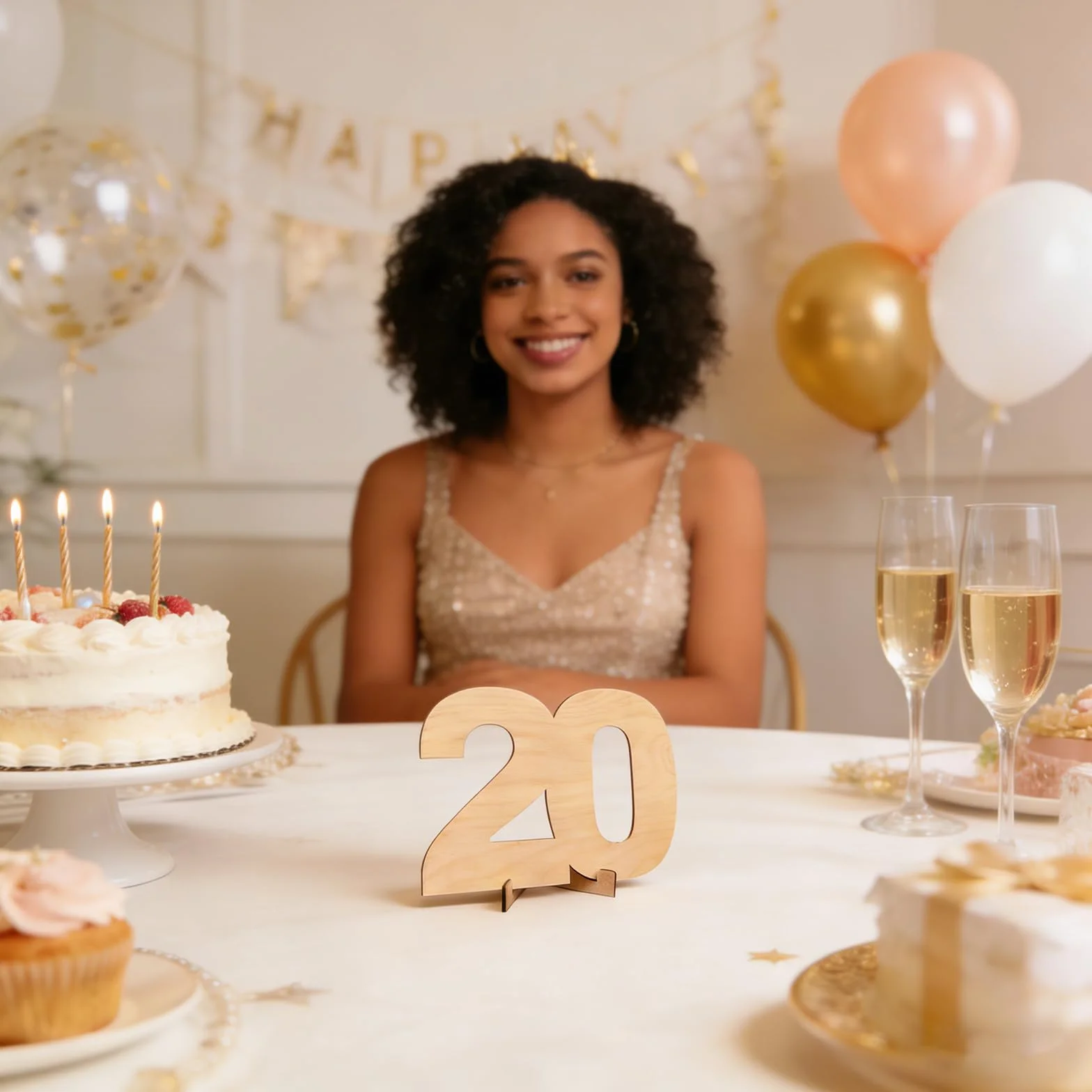 Carte Anniversaire 20 Ans En Bois Avec Support, Livre D'Or Alternatif Signature Cadeau Original