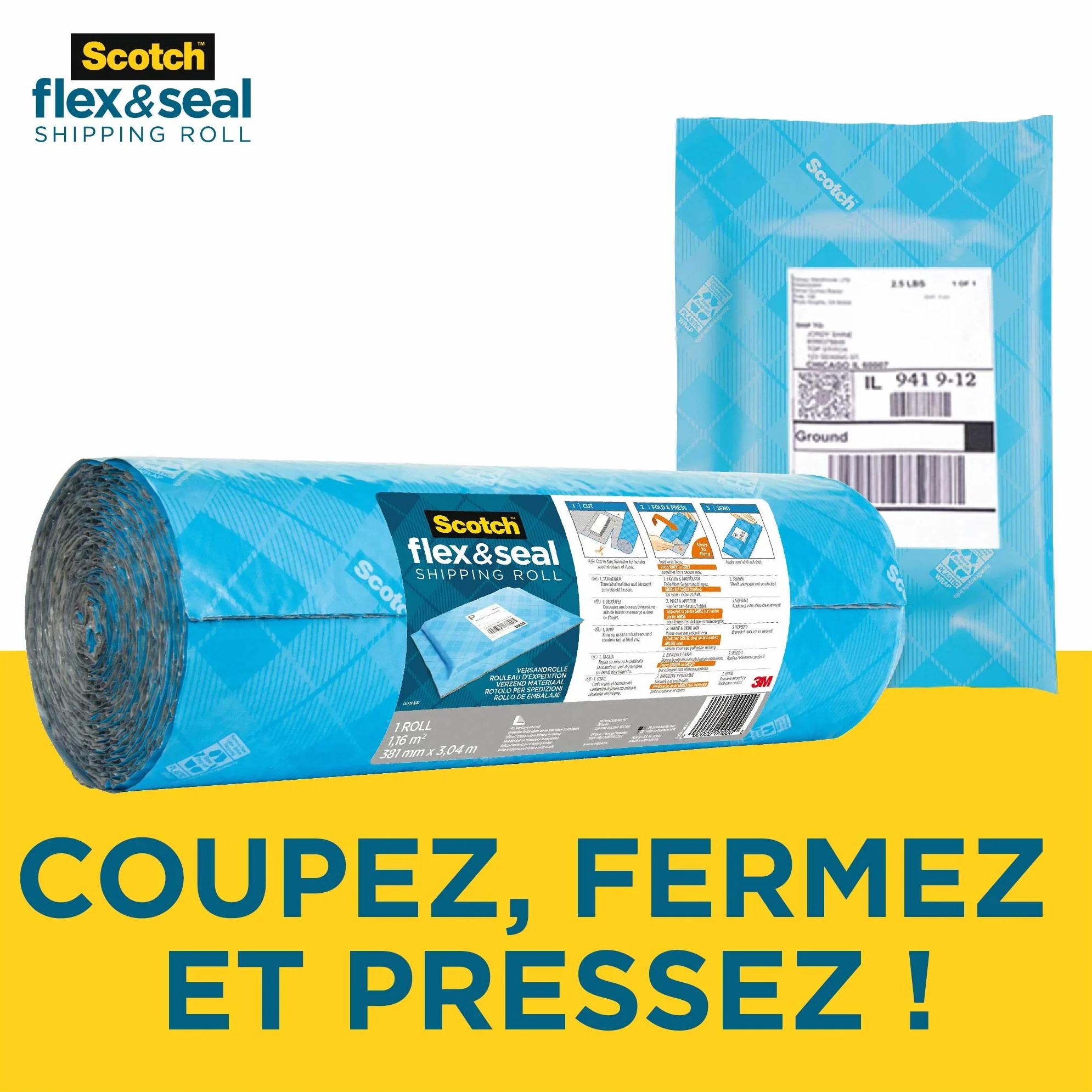 Scotch Flex & Seal FS-1510-6-EU Rouleau d'expédition 38cm x 3m