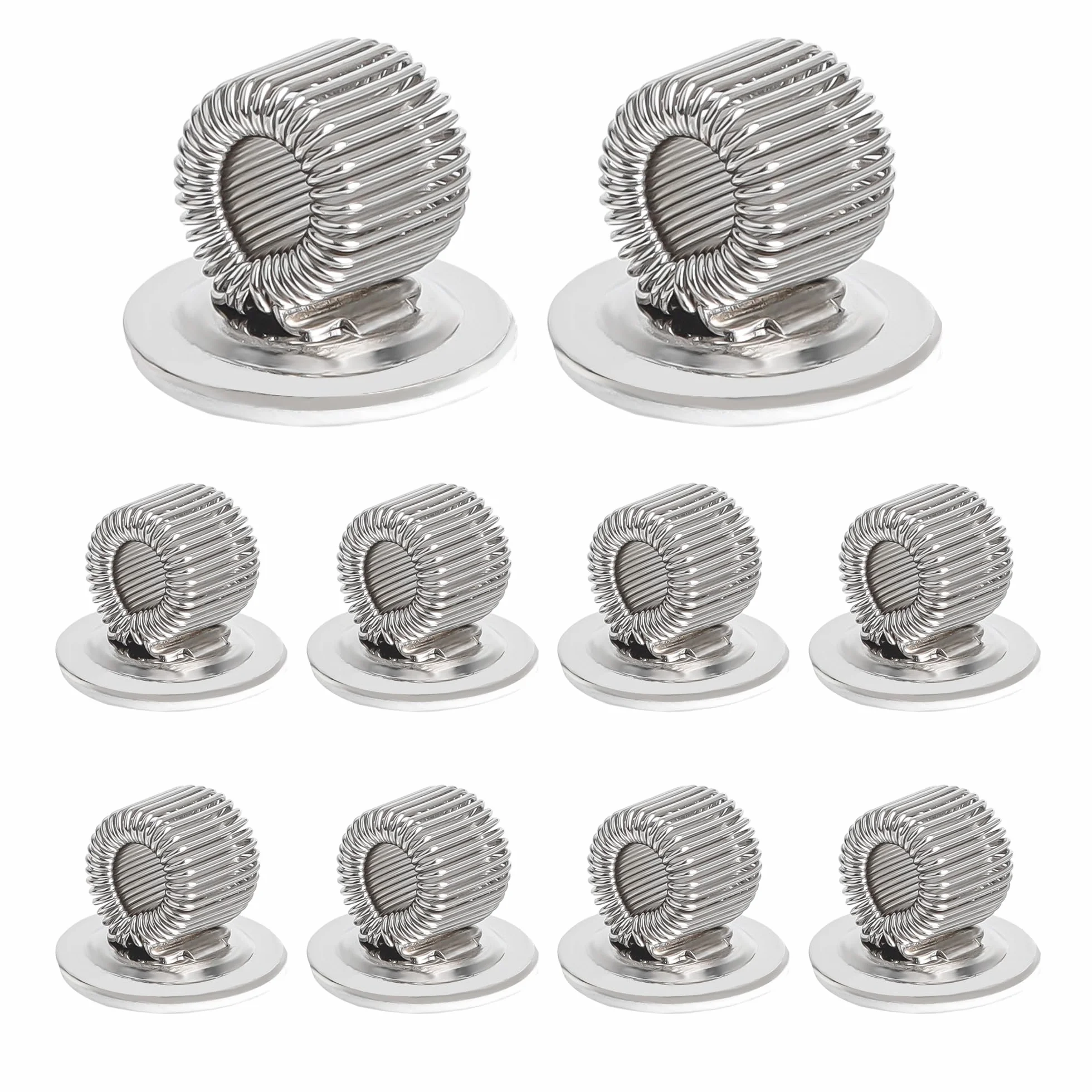 Lot de 10 porte-stylos en acier inoxydable avec boucle à ressort réglable argentée pour tableau de bord