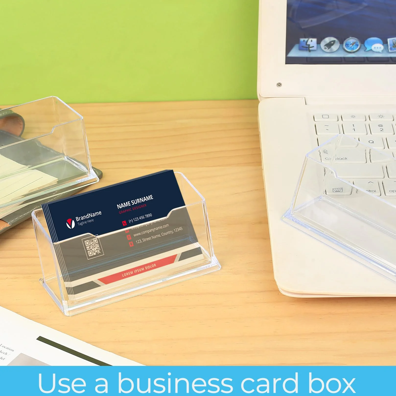 Porte Carte de Visites Acrylique Transparent 11 Pcs, Presentoir Carte de Visite Organisateur 10,6 x 4,6 x 4,2 cm