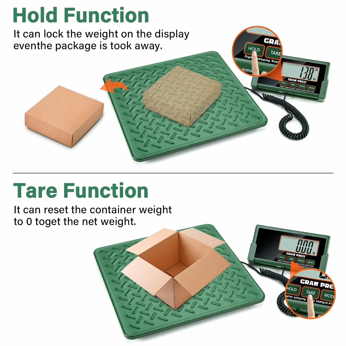 Balance postale numérique GRAM PRES 10 g, plate-forme en alliage d'acier, fonction maintien et tare